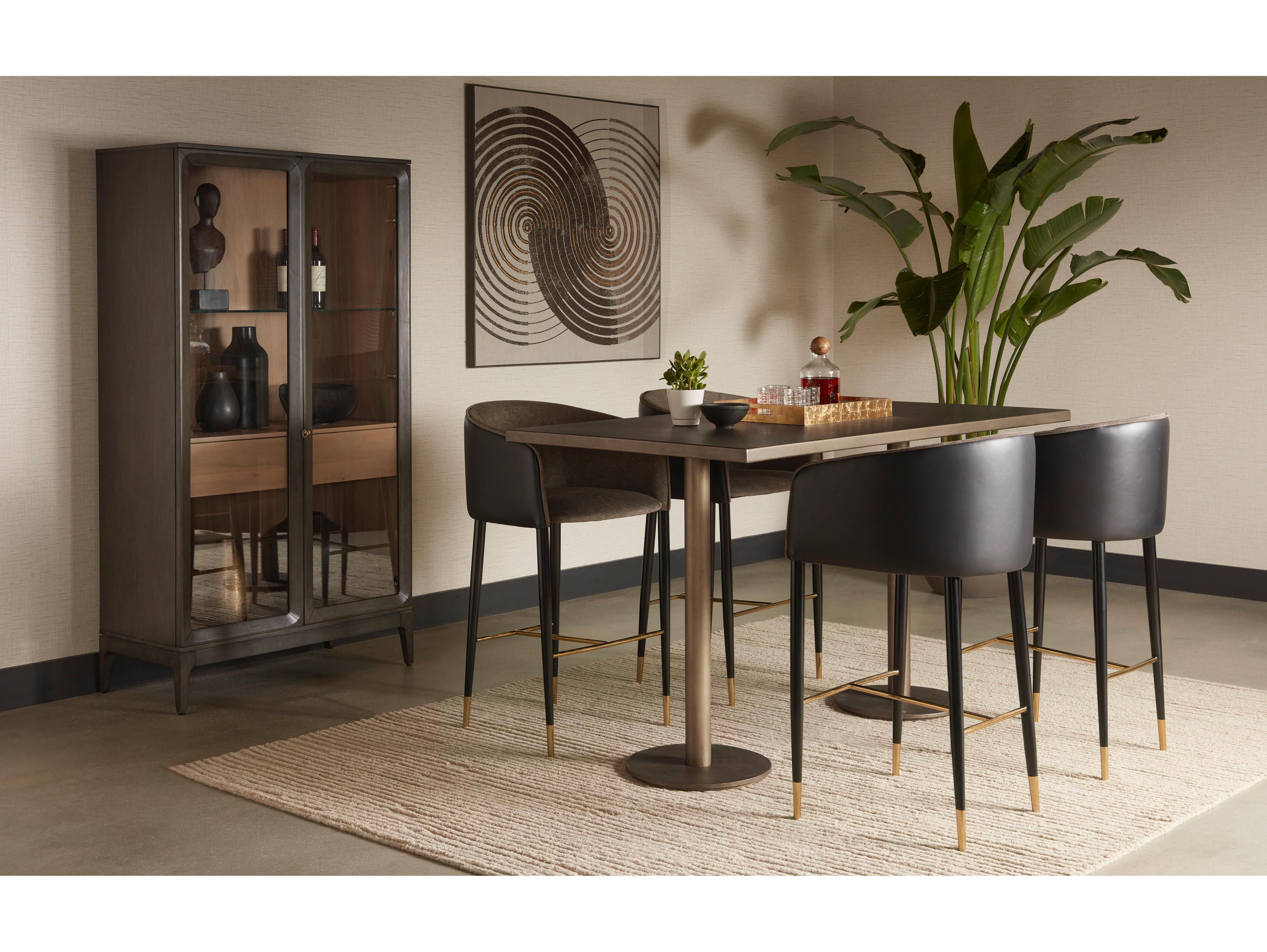 Sunpan Cecilia Acacia Wood Clear Smoke Grey Display Cabinet