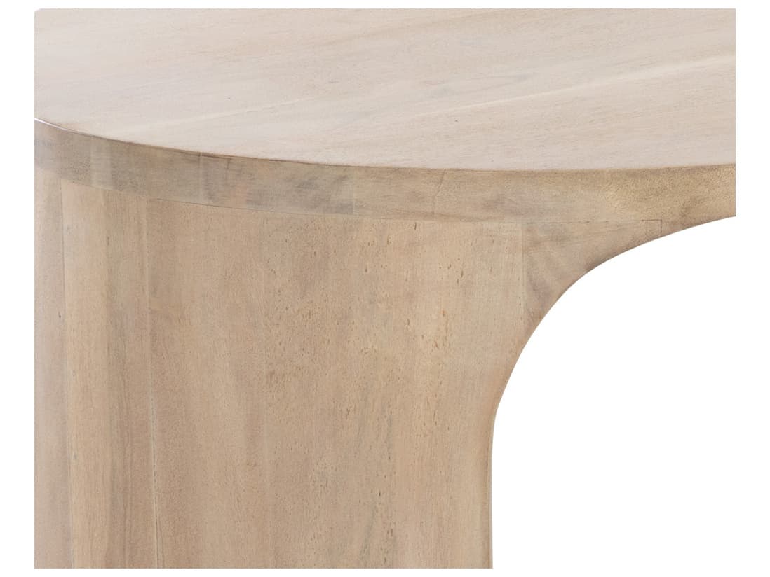 Sunpan Tomas Oval Wood Light Wash Coffee Table