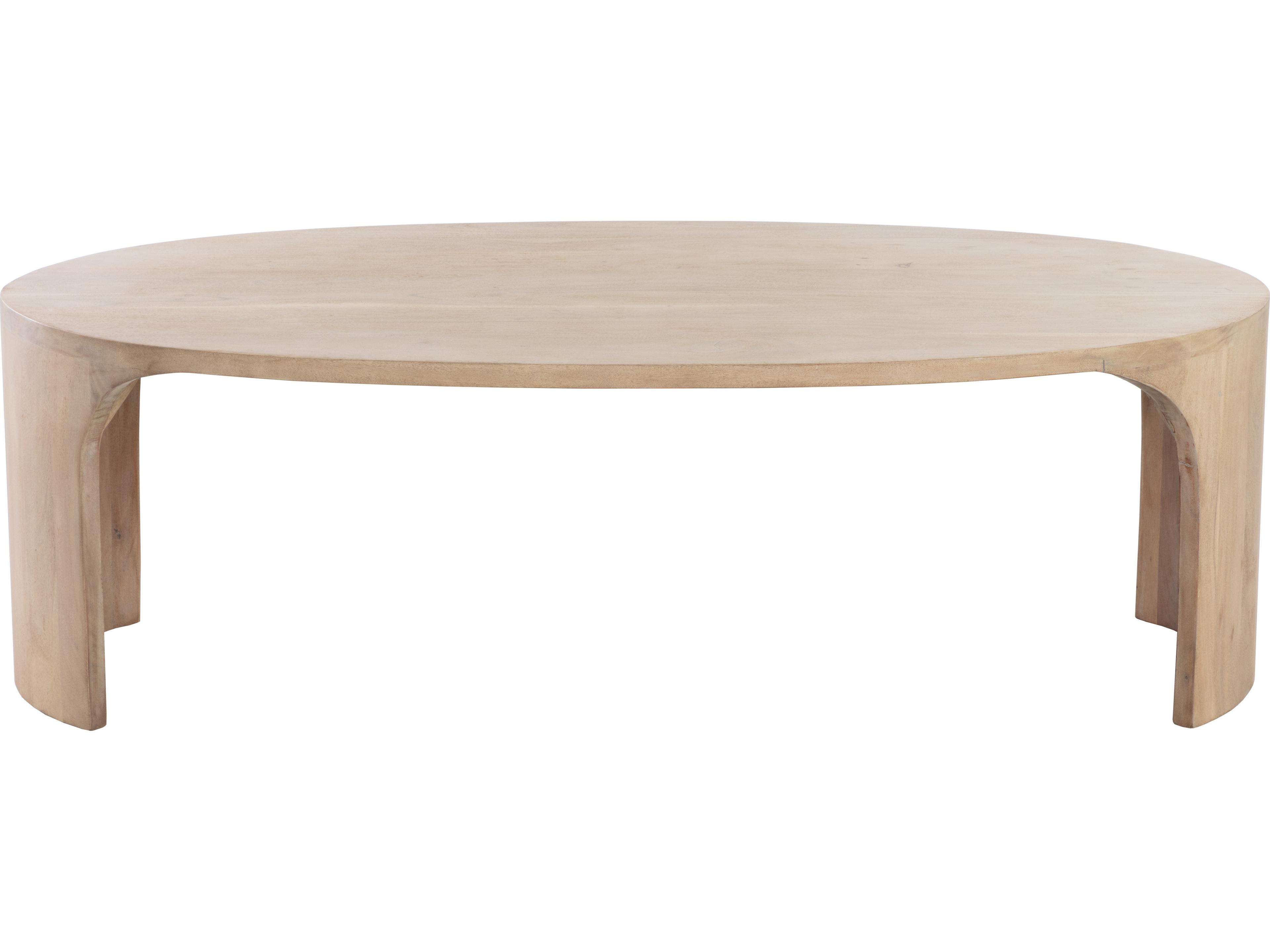 Sunpan Tomas Oval Wood Light Wash Coffee Table