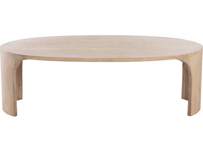 Sunpan Tomas Oval Wood Light Wash Coffee Table
