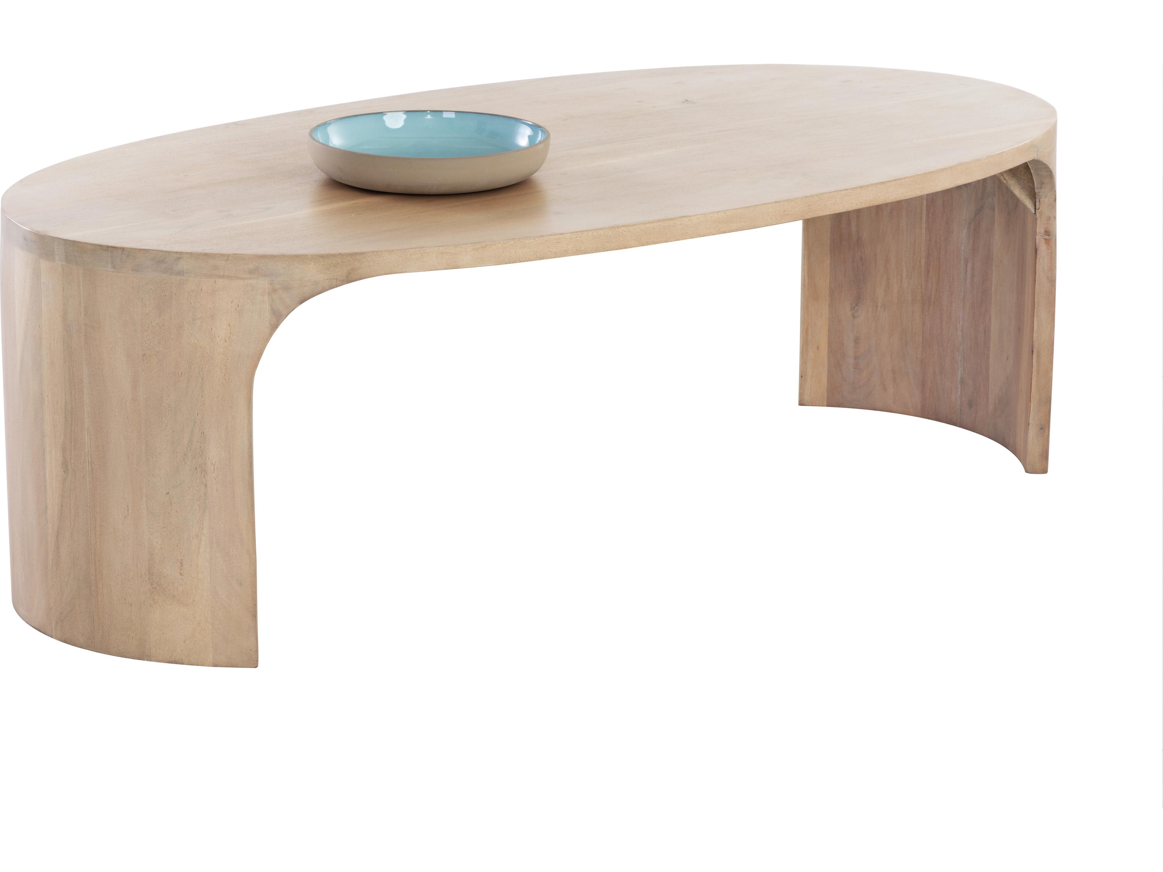 Sunpan Tomas Oval Wood Light Wash Coffee Table