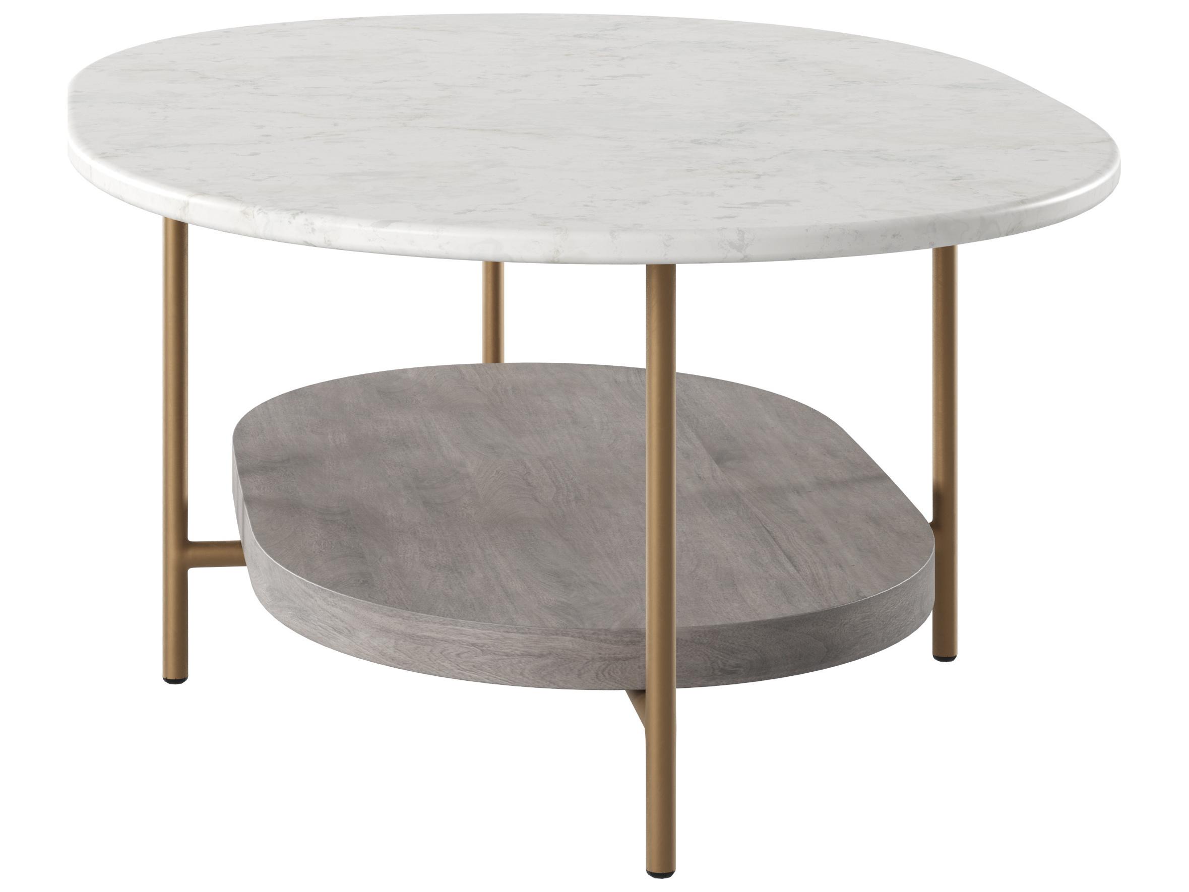 Sunpan Deja Oval Marble White Antique Brass Coffee Table