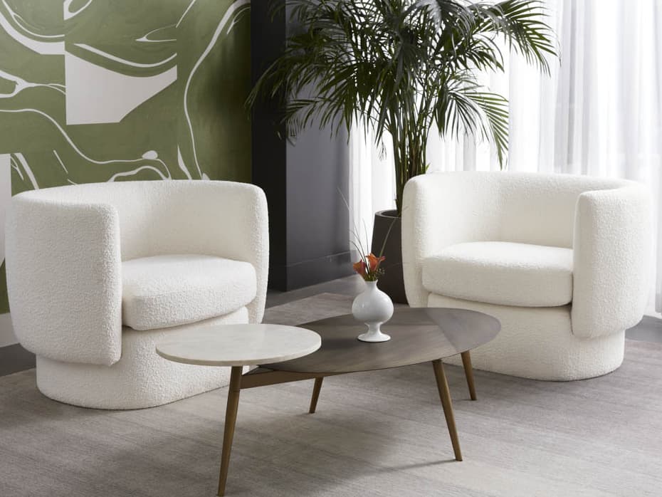 Sunpan Tuner Round Marble White Antique Brass Coffee Table