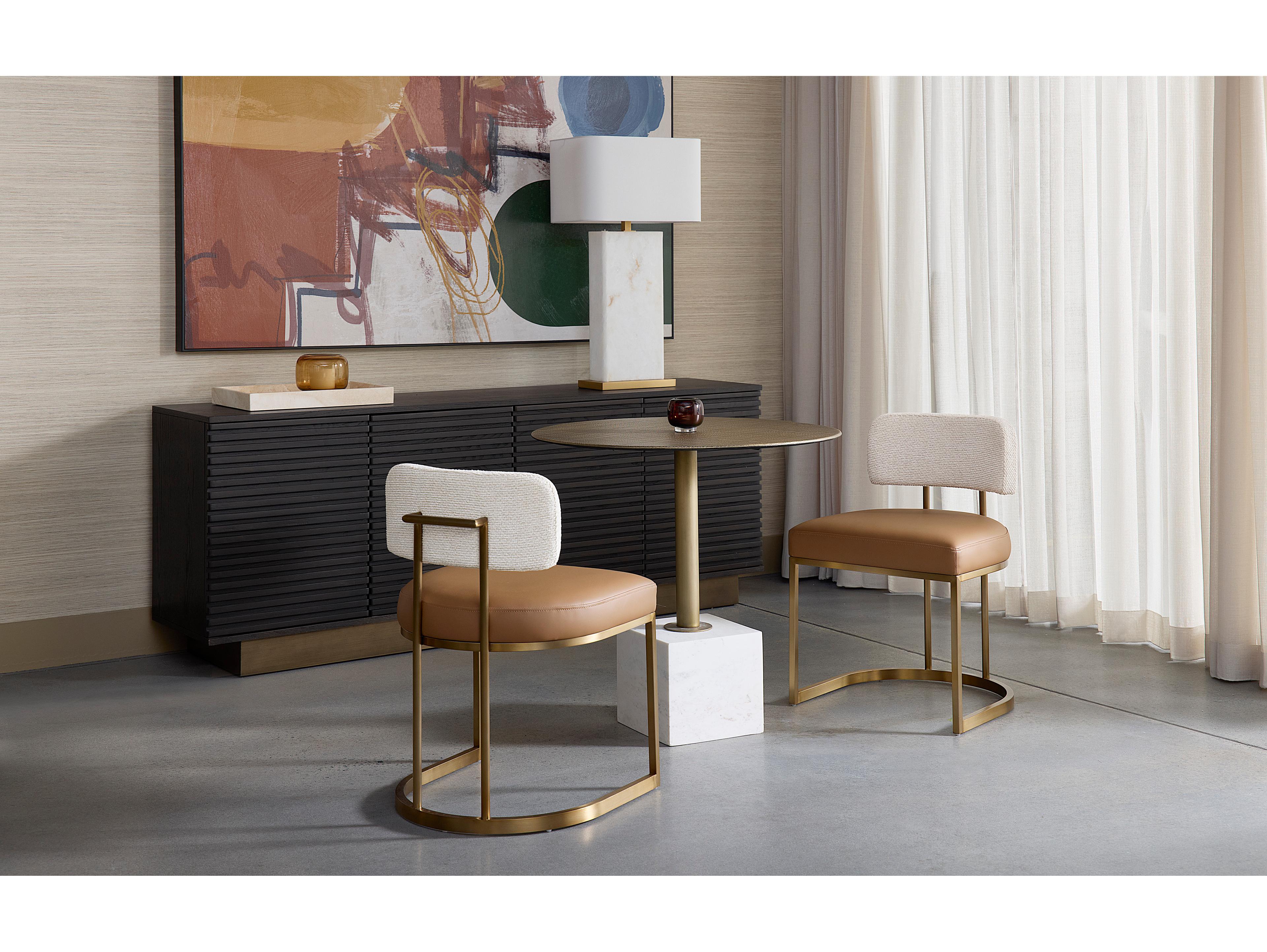 Sunpan Kata Round Metal Gold Dining Table