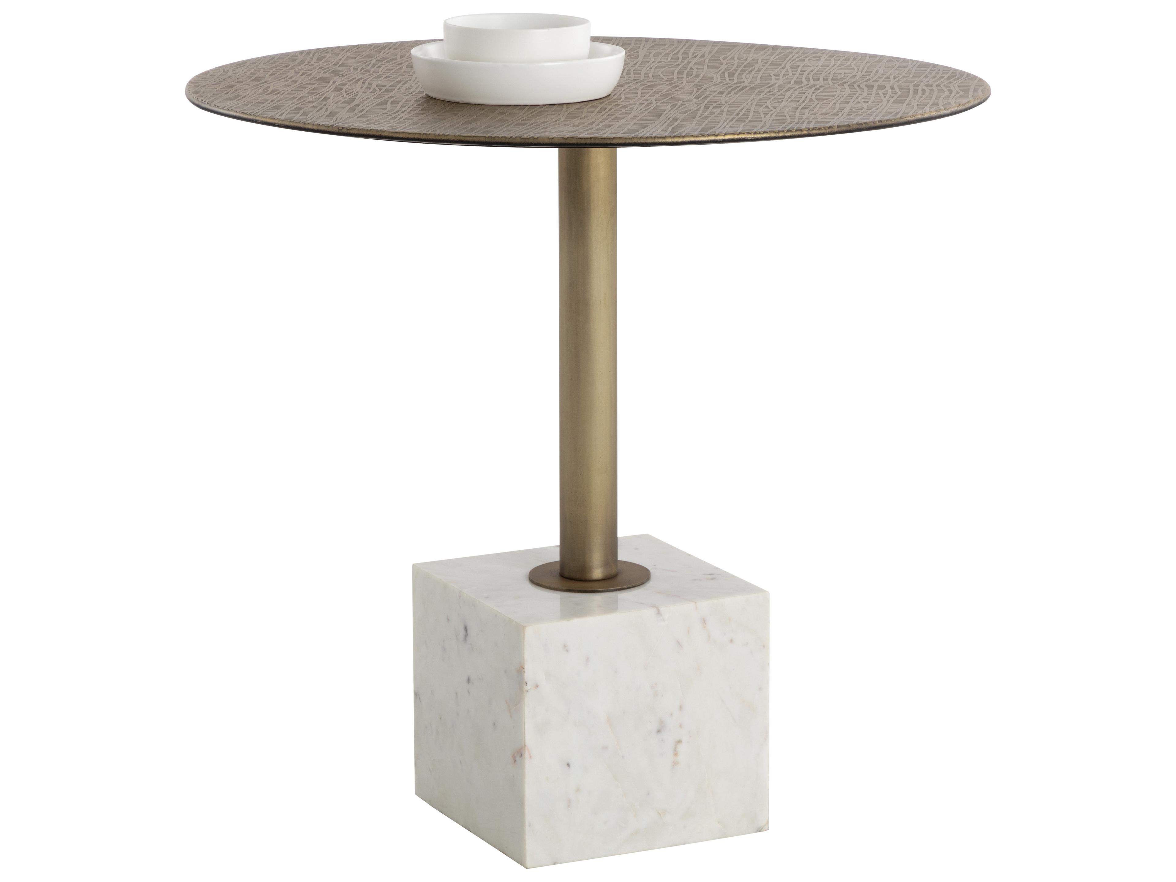 Sunpan Kata Round Metal Gold Dining Table