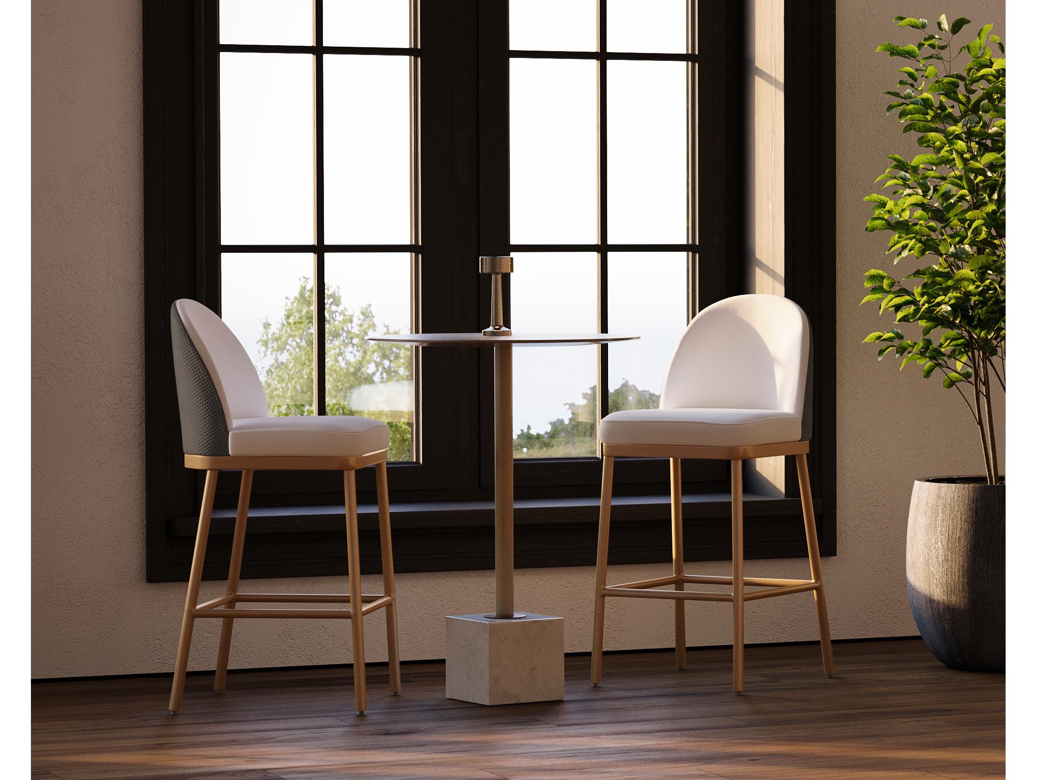 Sunpan Kata White Marble Round Metal Bar Table