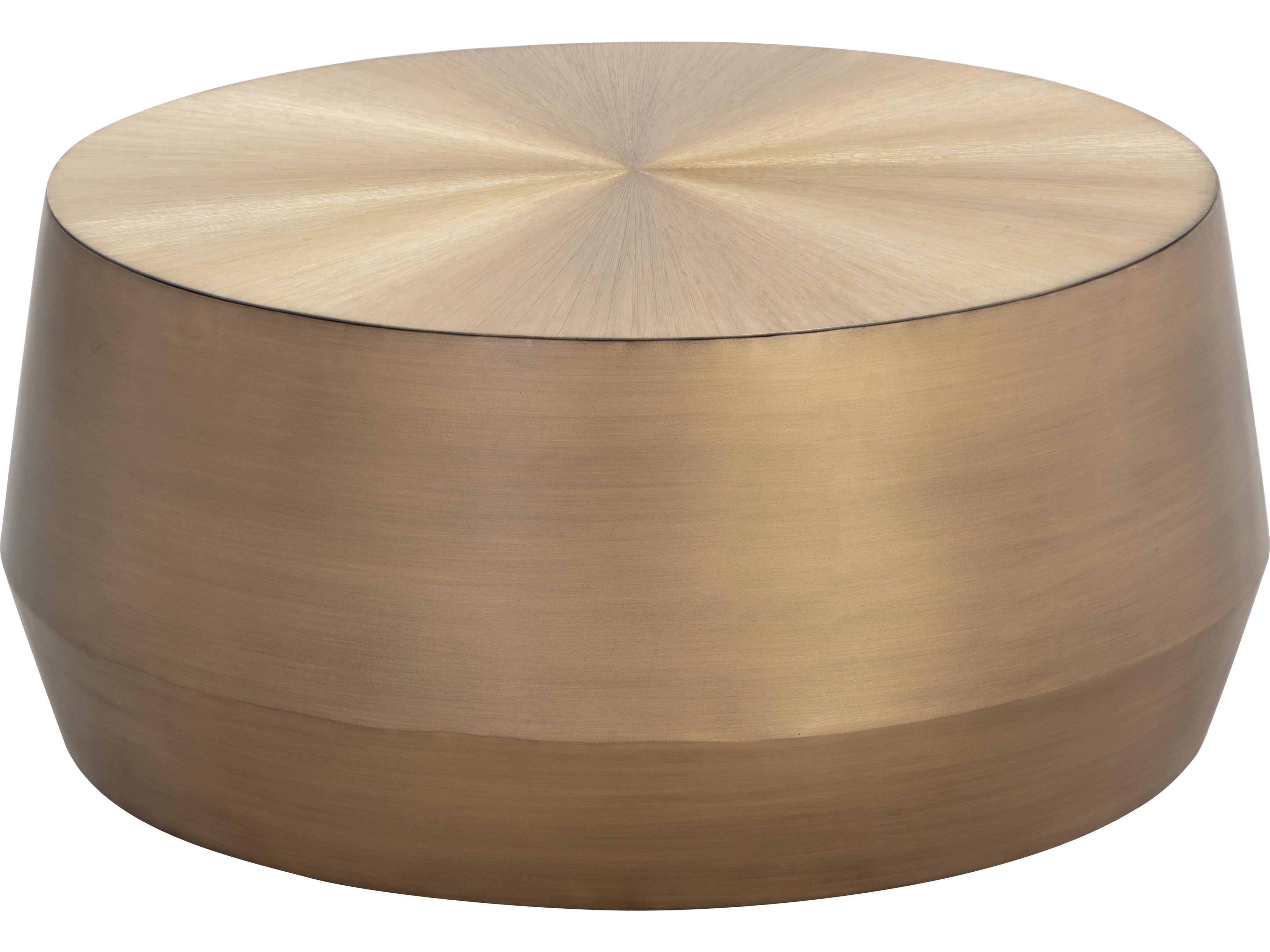 Sunpan Creed Round Metal Antique Gold Coffee Table