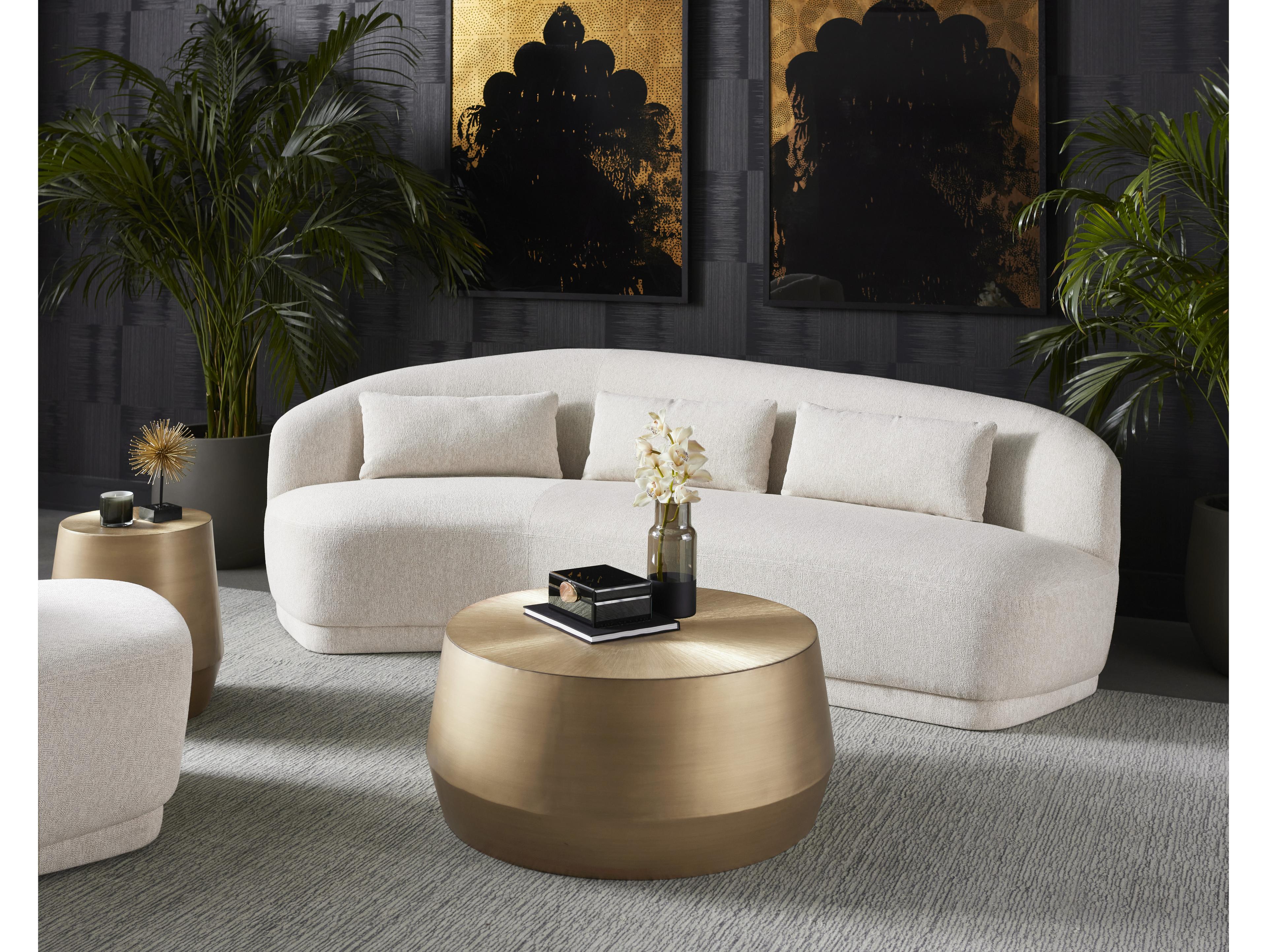 Sunpan Creed Round Metal Antique Gold Coffee Table