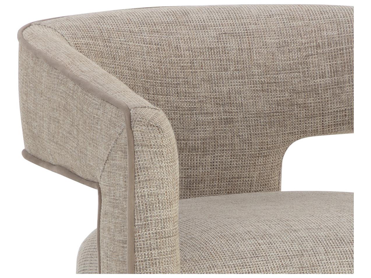 Sunpan Krasner Beige Upholstered Arm Dining Chair