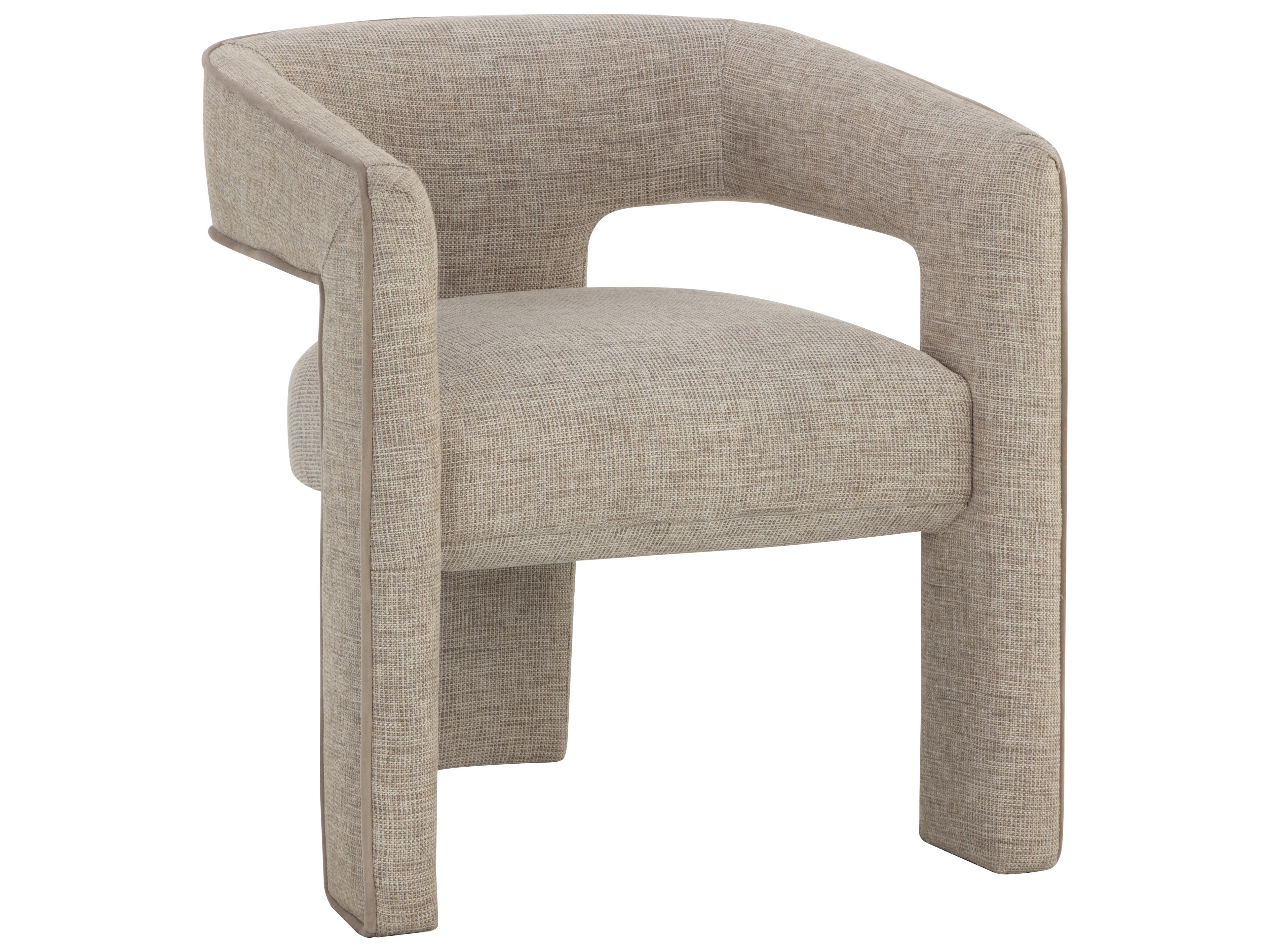 Sunpan Krasner Beige Upholstered Arm Dining Chair