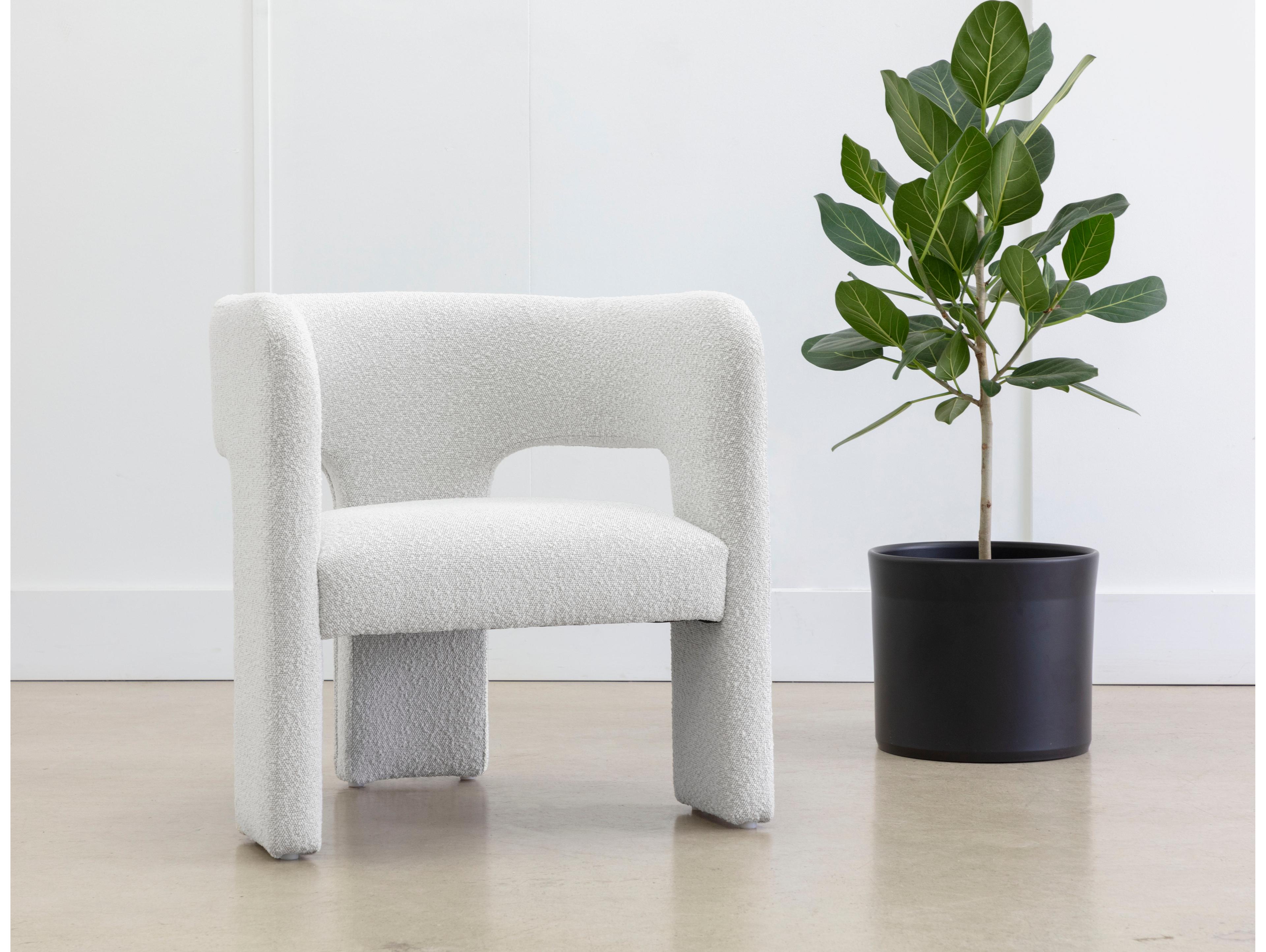 Sunpan Isidore White Fabric Accent Chair