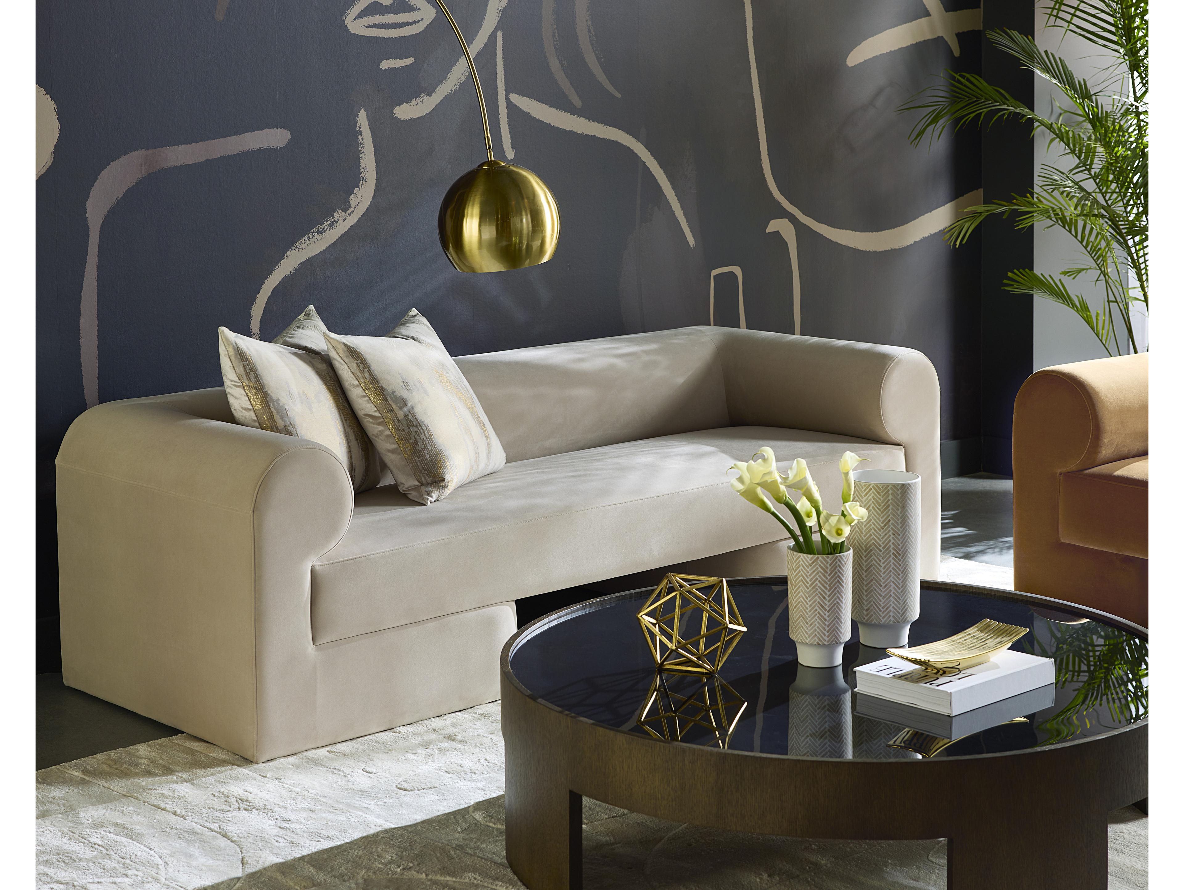 Sunpan Ionic Meg Taupe White Upholstered Sofa