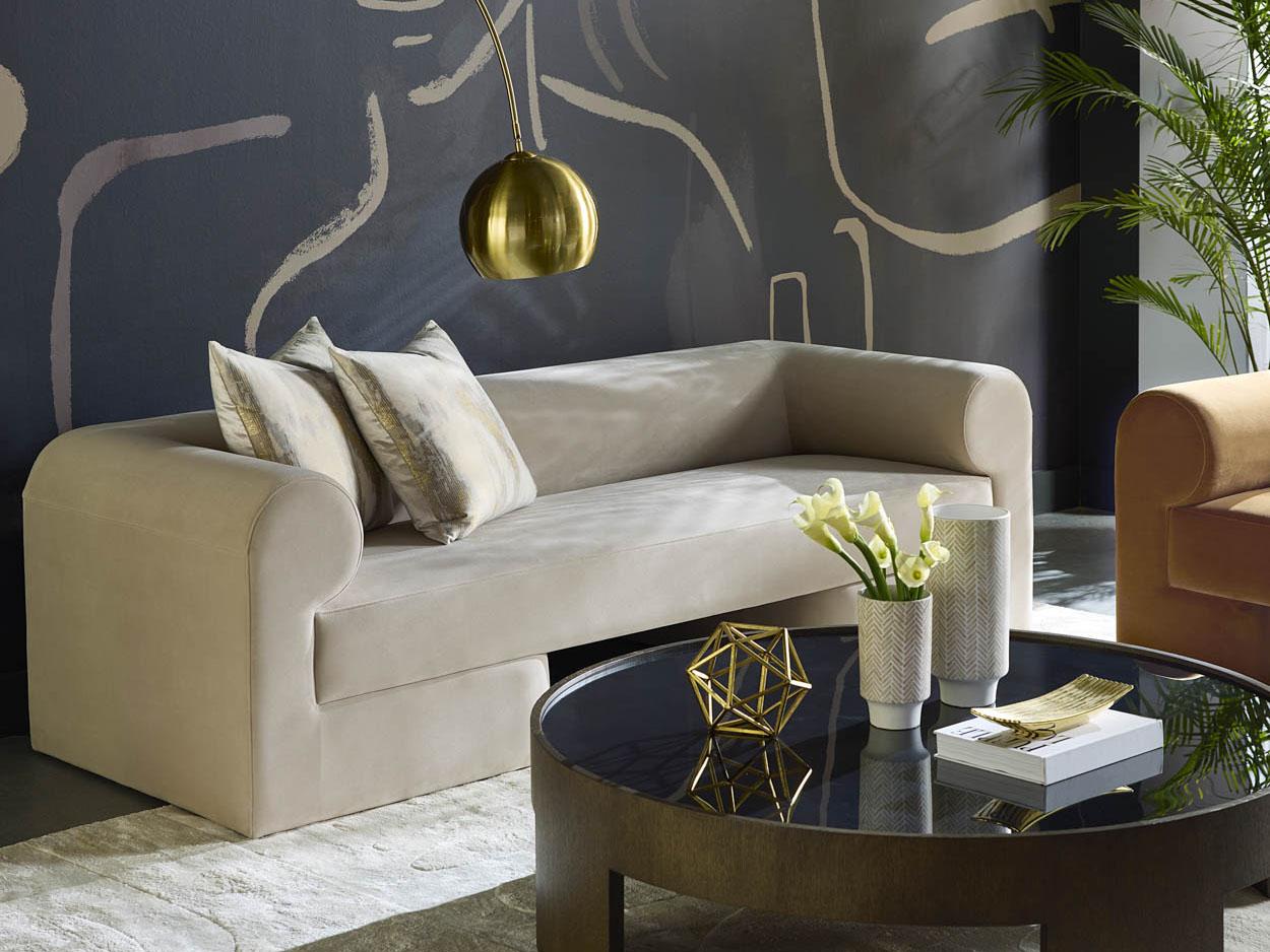 Sunpan Ionic Meg Taupe White Upholstered Sofa