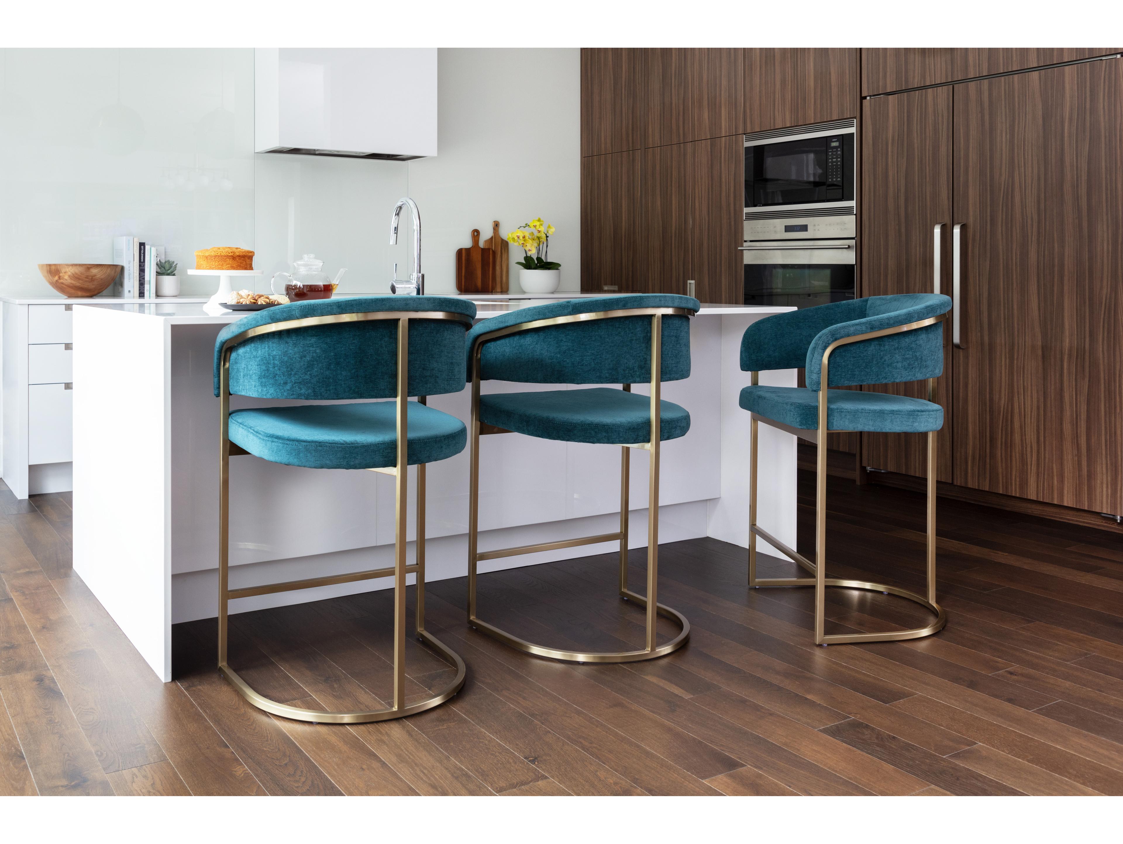 Sunpan Ikon Gold Upholstered Counter Stool