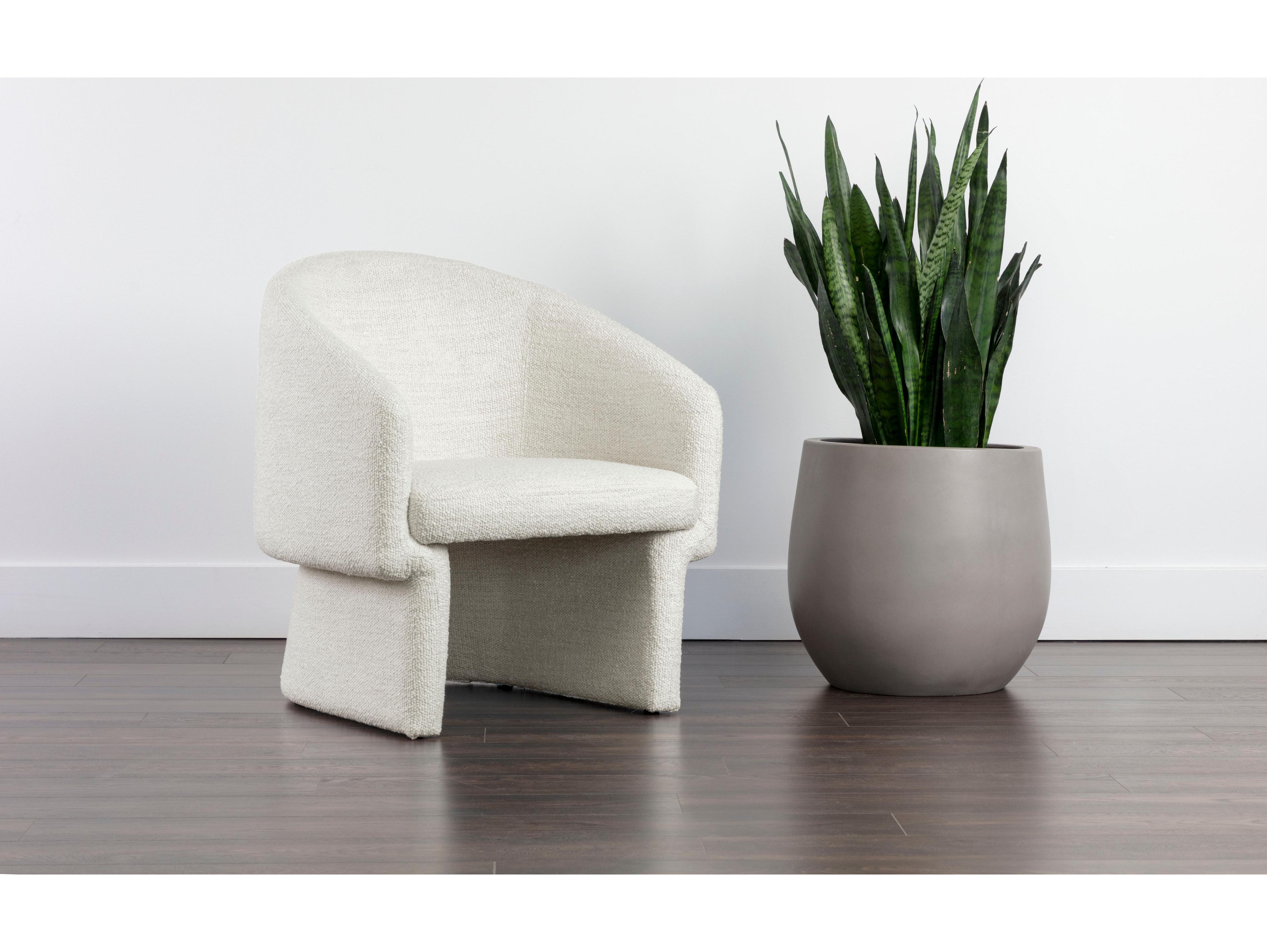 Sunpan Lauryn White Fabric Accent Chair