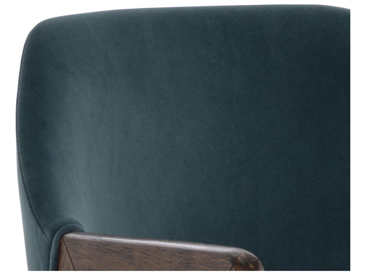 Sunpan Milton Rubberwood Brown Upholstered Arm Dining Chair