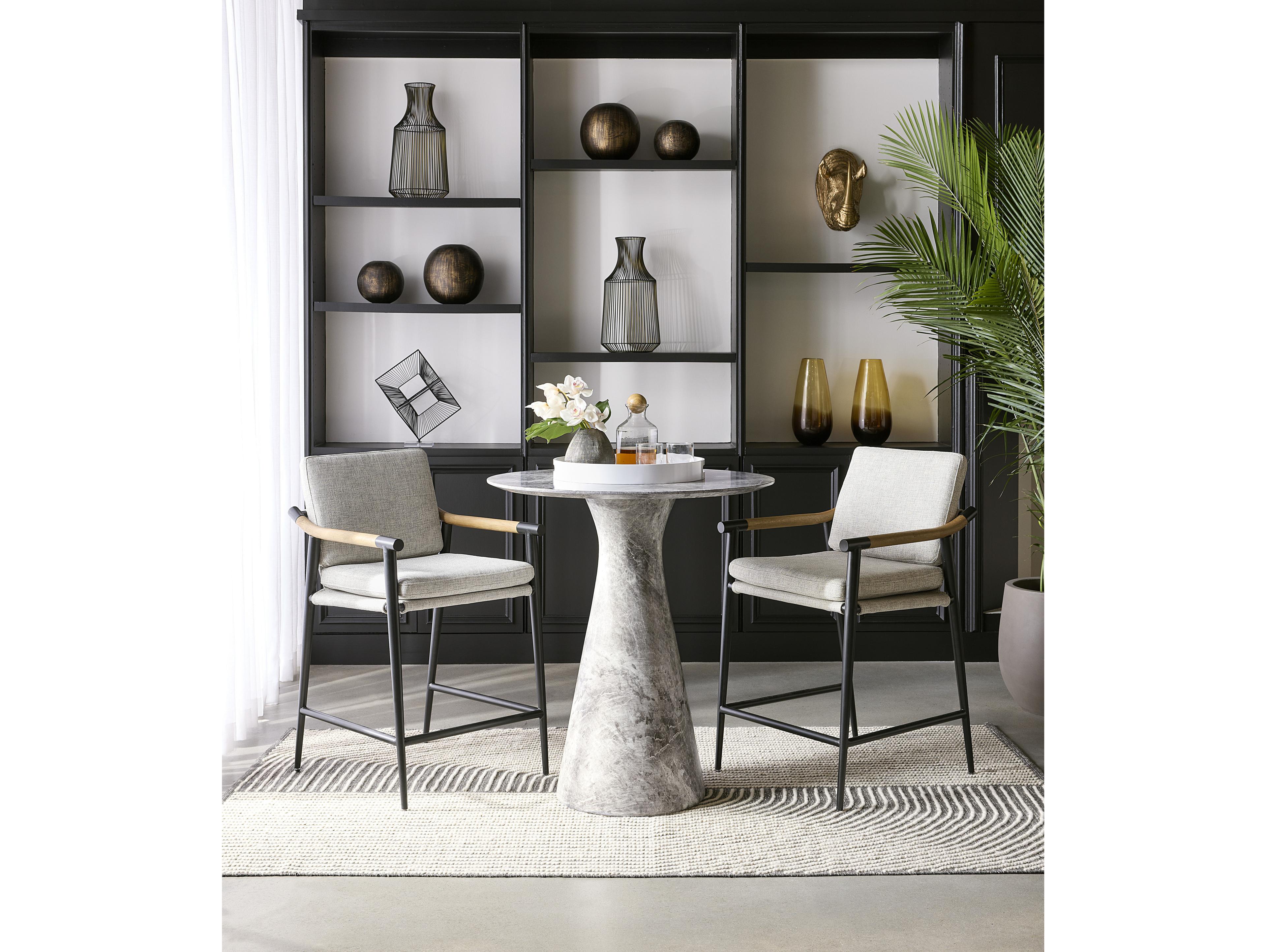 Sunpan Meadow Vault Fog Suede Upholstered Counter Stool