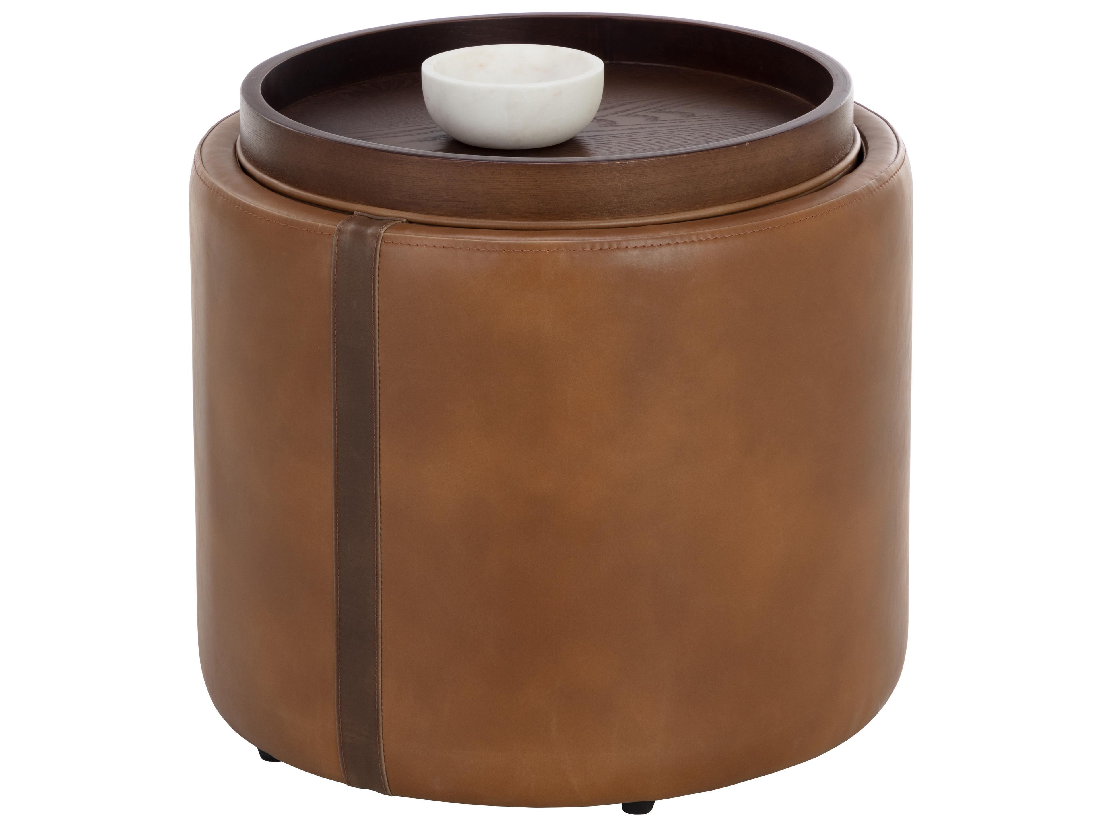 Sunpan Borelli Storage Ottoman in Tobacco Tan / Autumn Chestnut