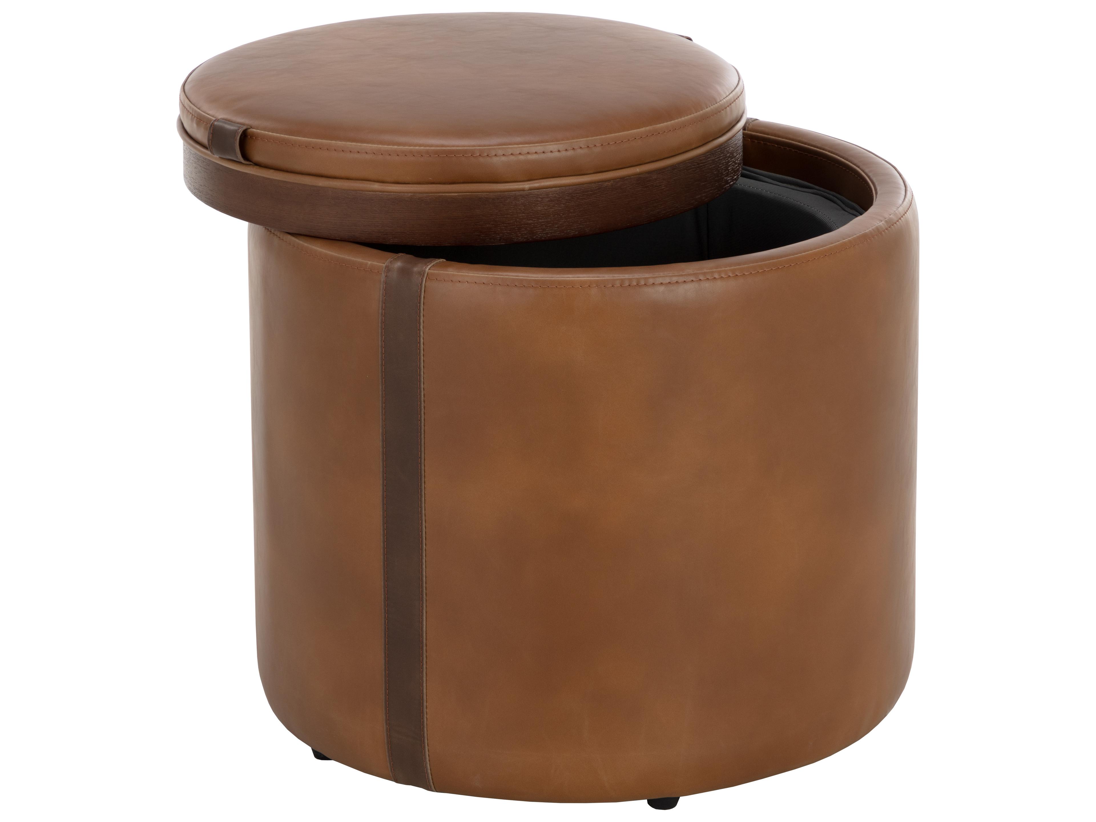 Sunpan Borelli Storage Ottoman in Tobacco Tan / Autumn Chestnut