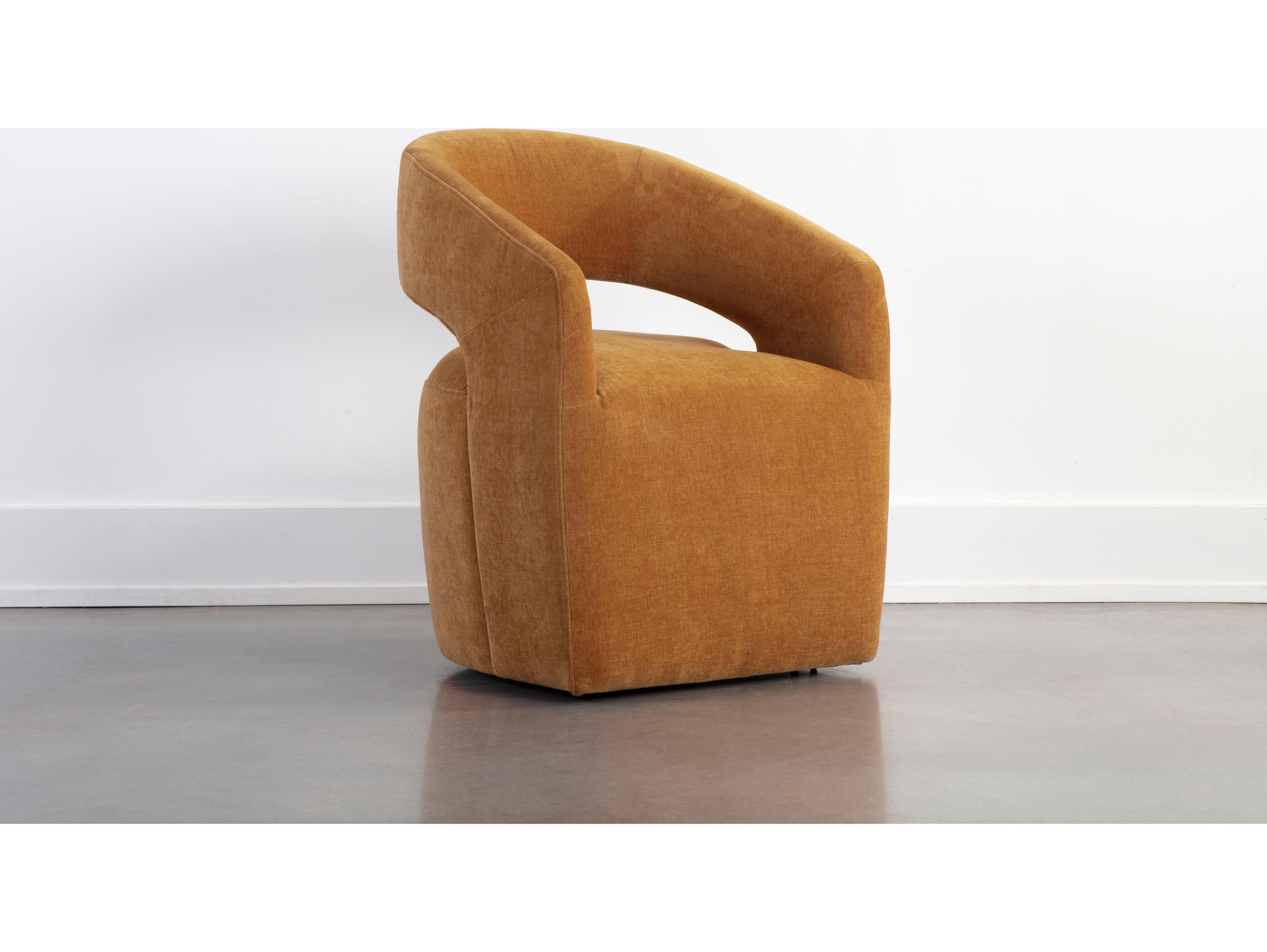 Sunpan Lloret Wheeled Dining Armchair in Danny Amber