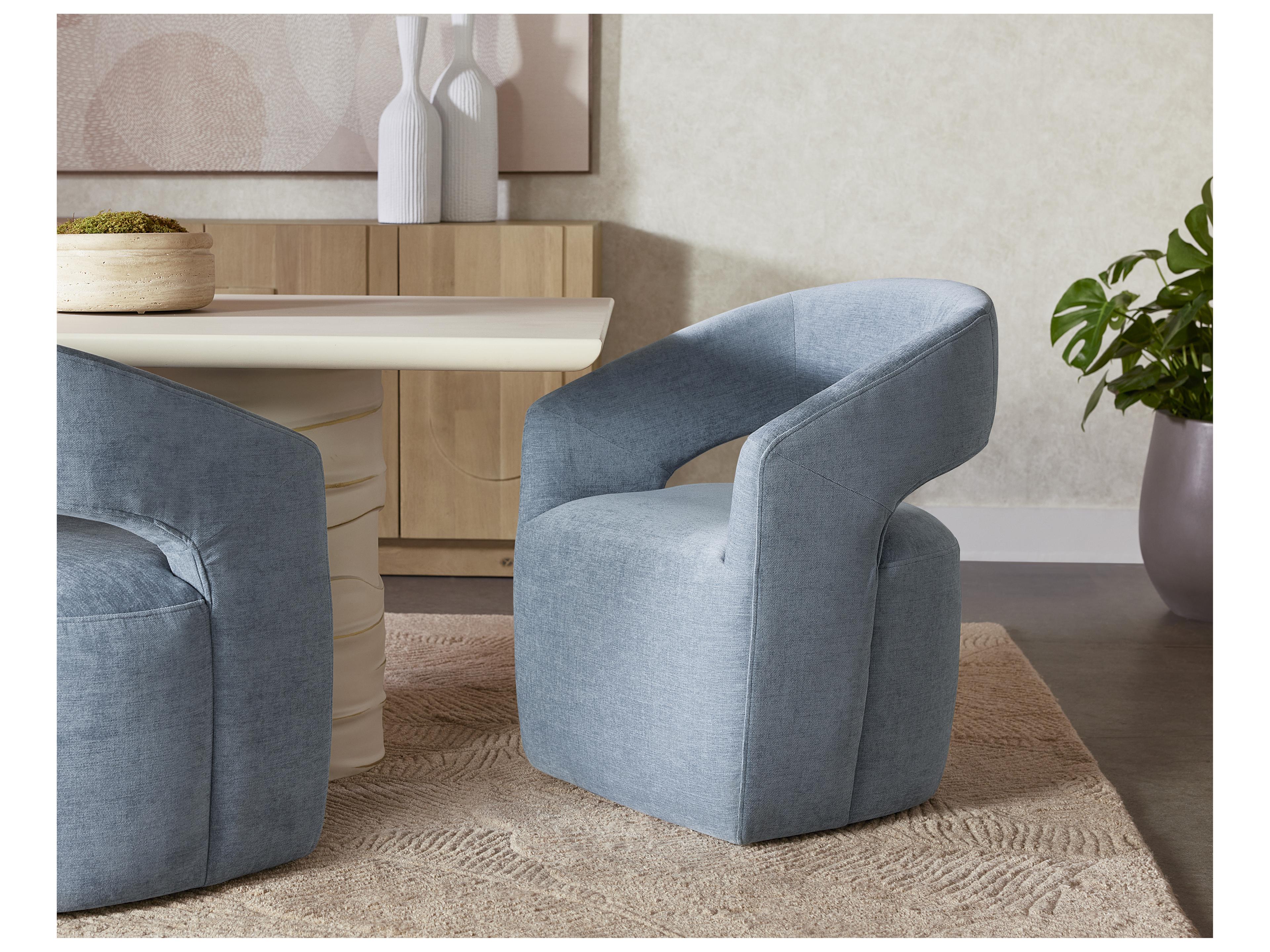 Sunpan Lloret Wheeled Dining Armchair in Danny Iceberg