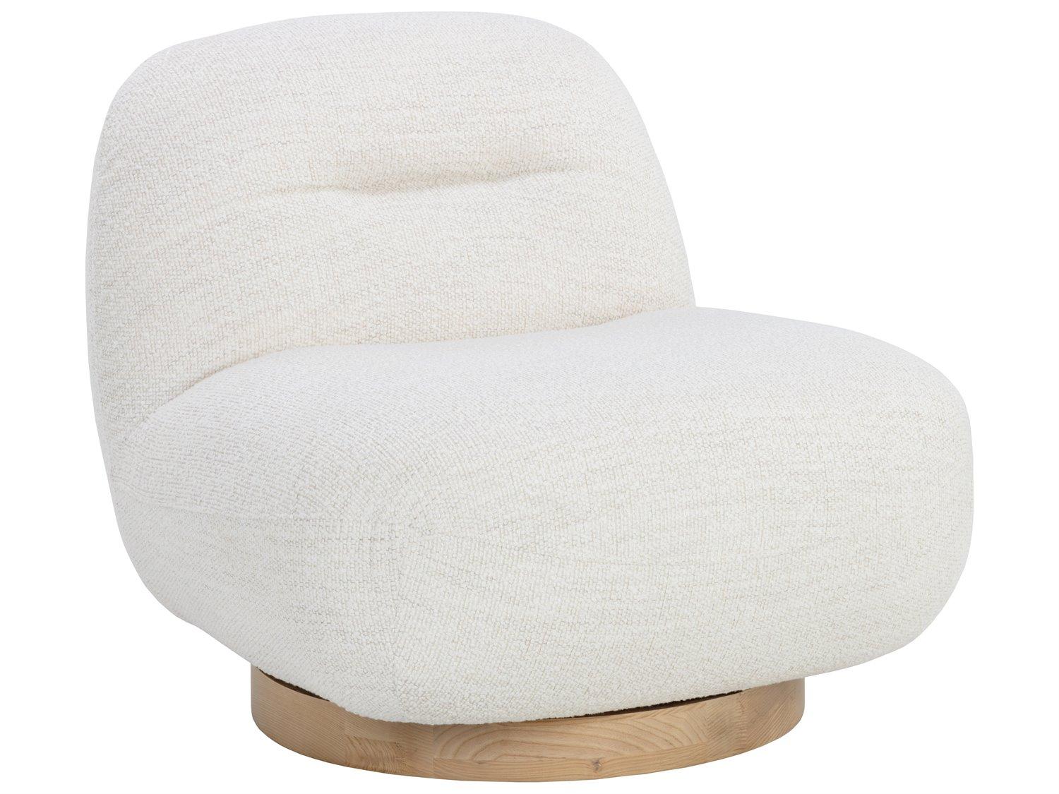 Sunpan Franze Swivel White Fabric Accent Chair