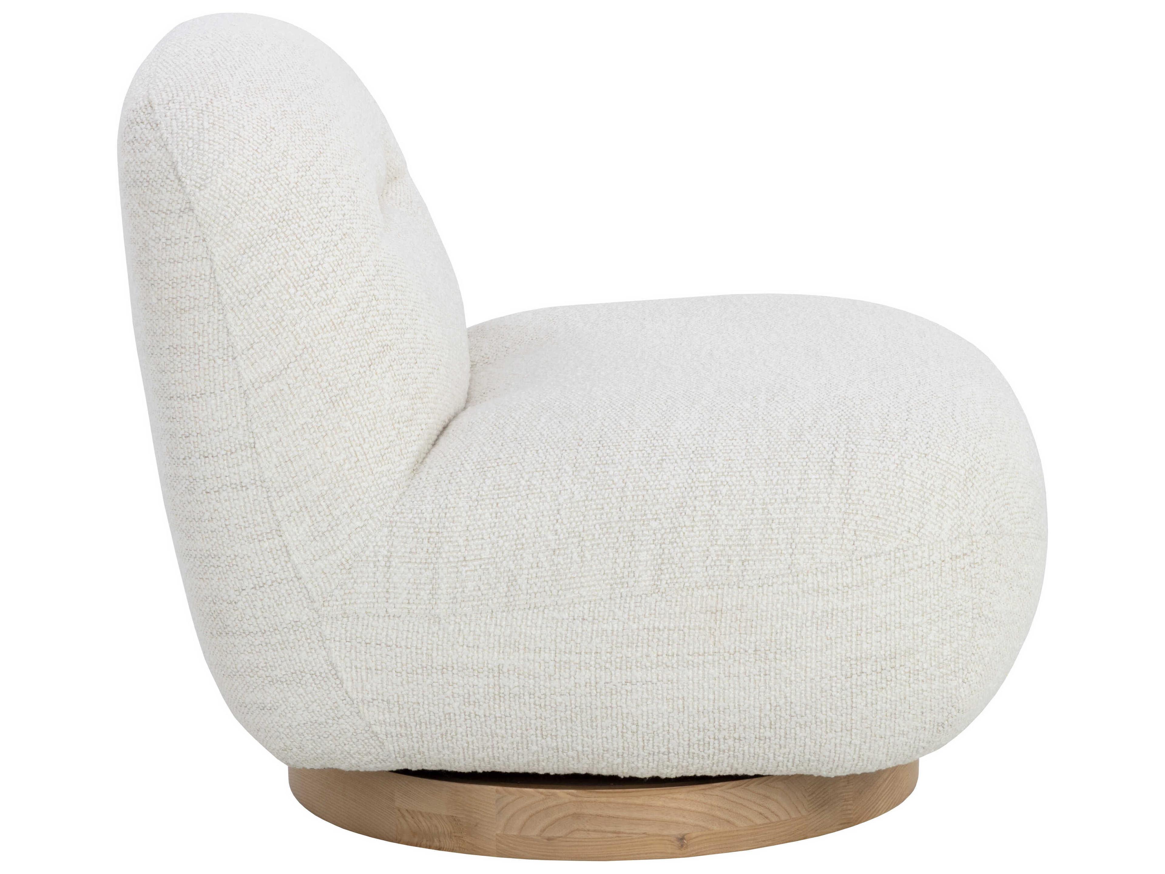 Sunpan Franze Swivel White Fabric Accent Chair
