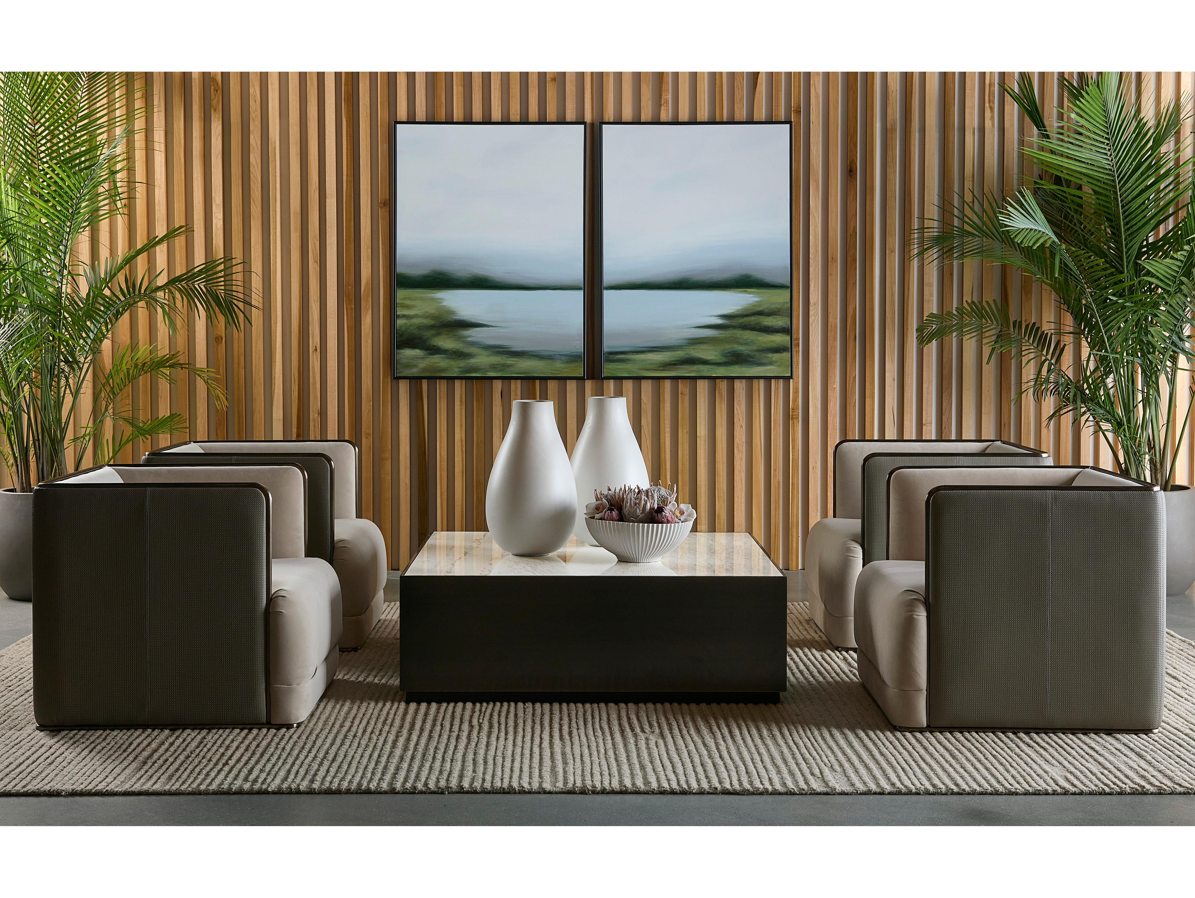 Sunpan Selah Square Marble White Black Coffee Table