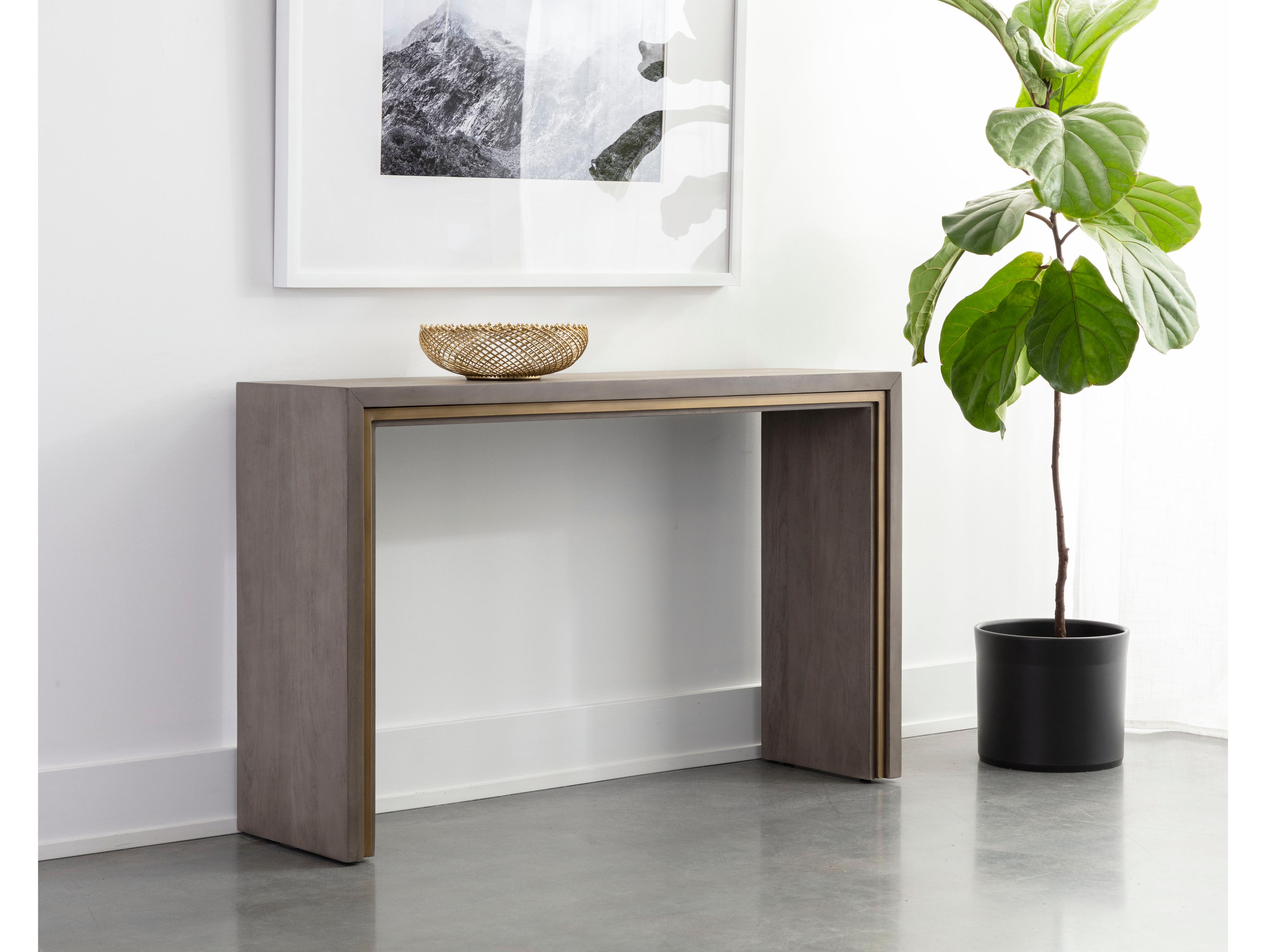 Sunpan Hilbert Rectangular Wood Grey Console Table