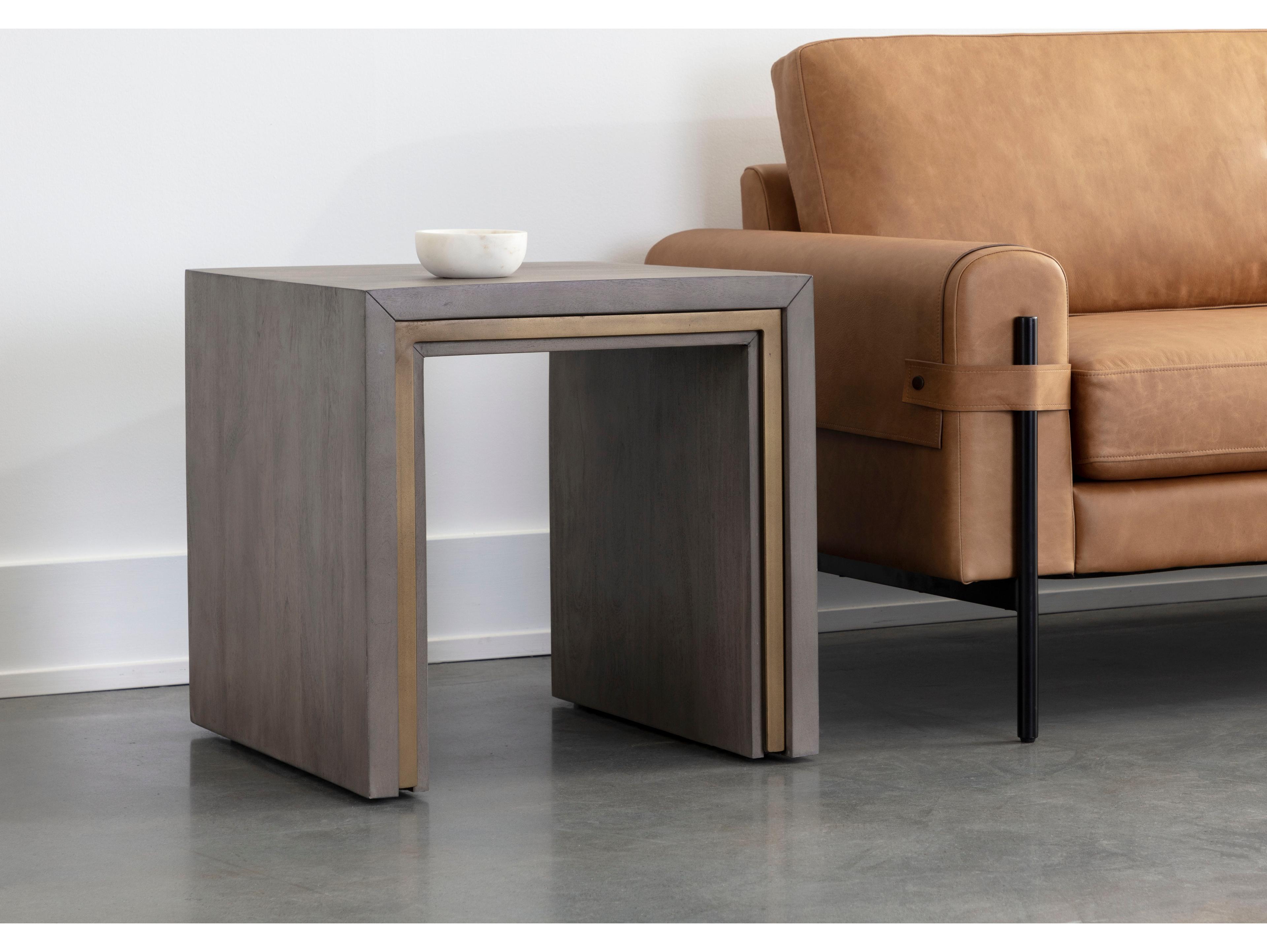 Sunpan Hilbert Square Wood Grey End Table