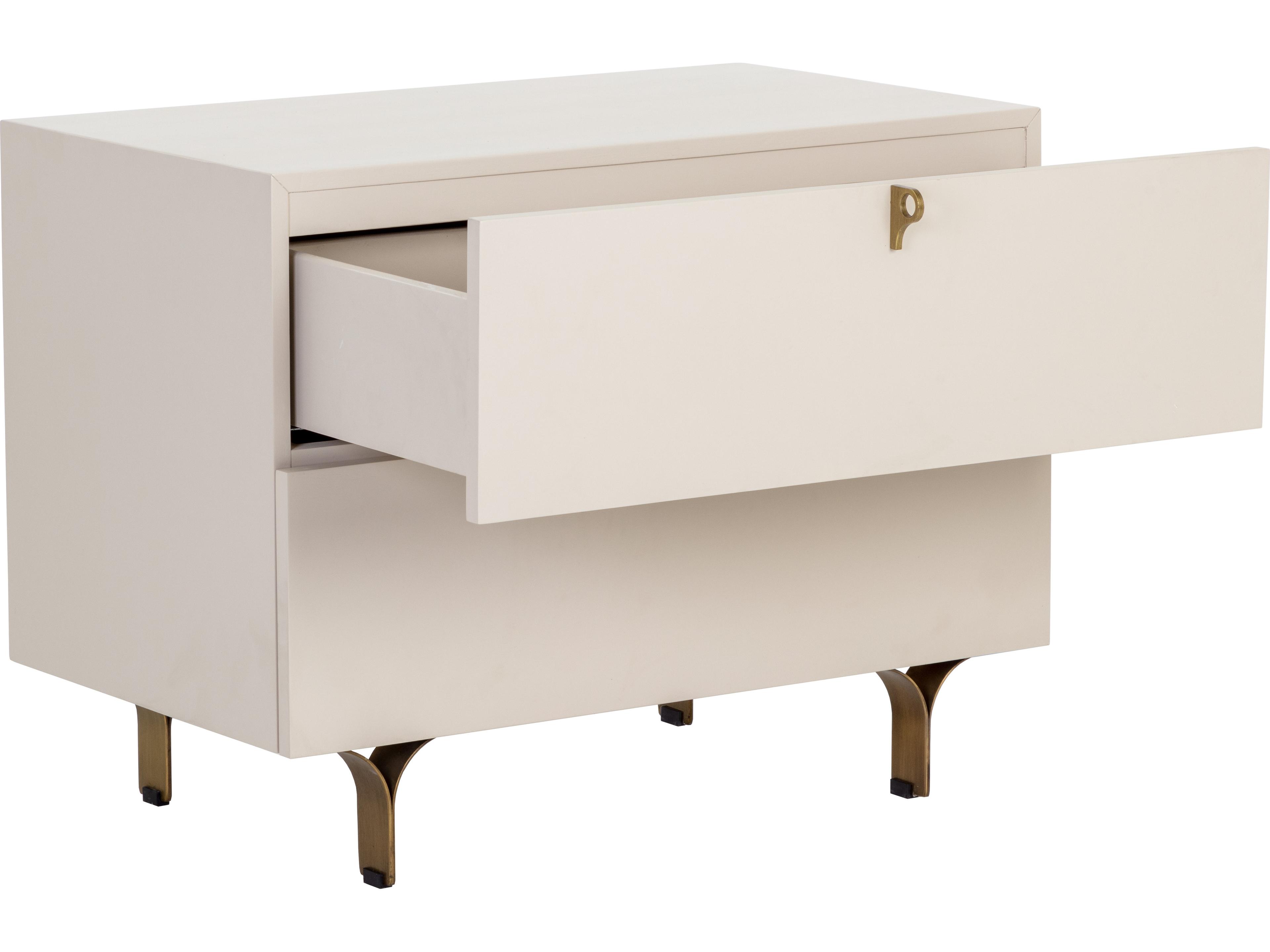 Sunpan Celine 2-Drawers Cream Nightstand