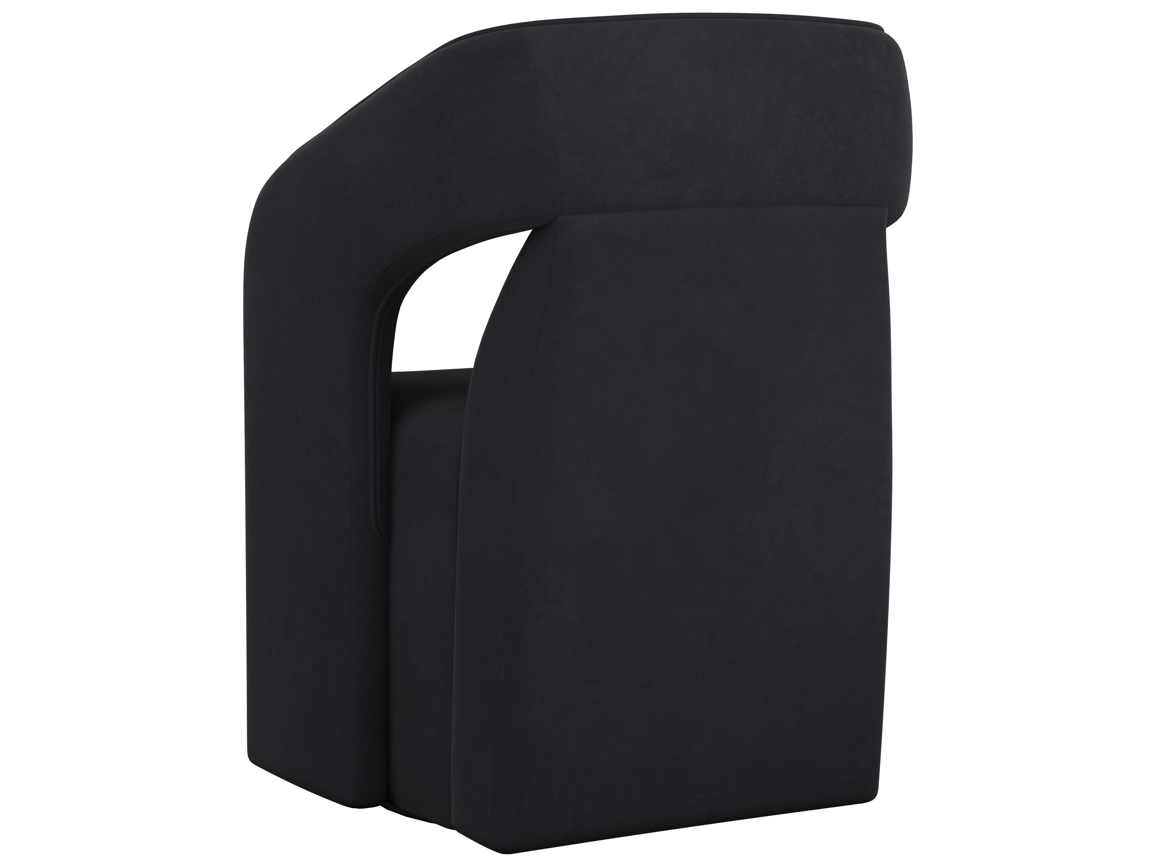Sunpan Kendrick Black Upholstered Arm Dining Chair