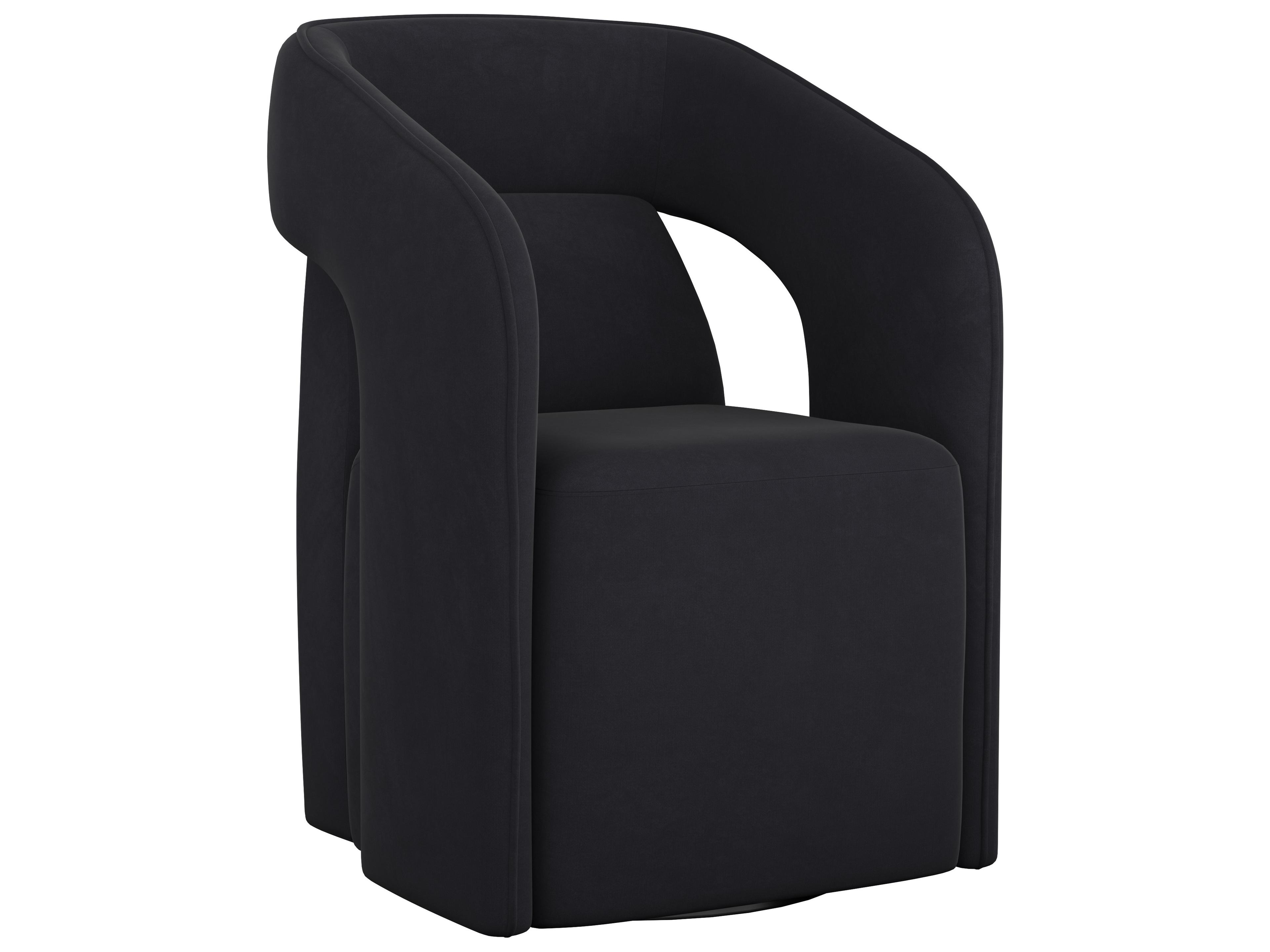 Sunpan Kendrick Black Upholstered Arm Dining Chair