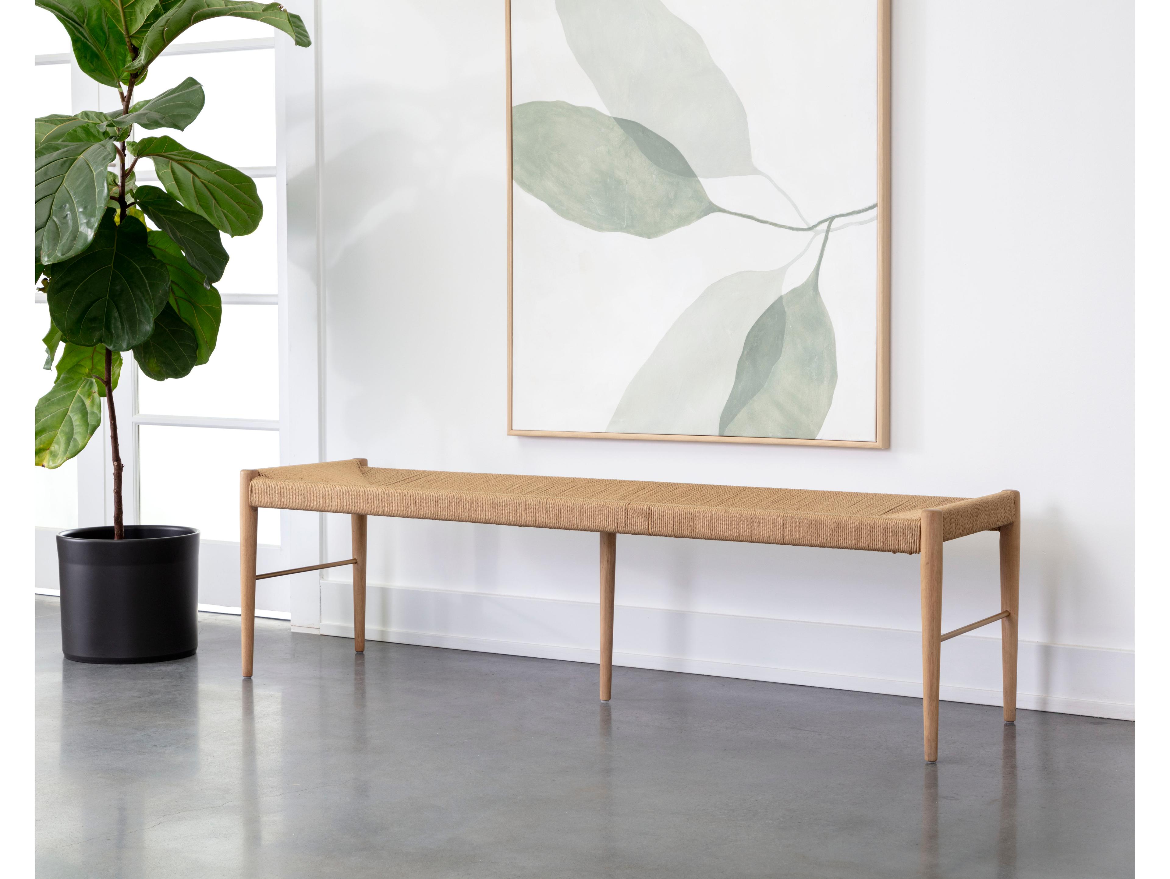 Sunpan Moira Natural Light Wash Brown Accent Bench