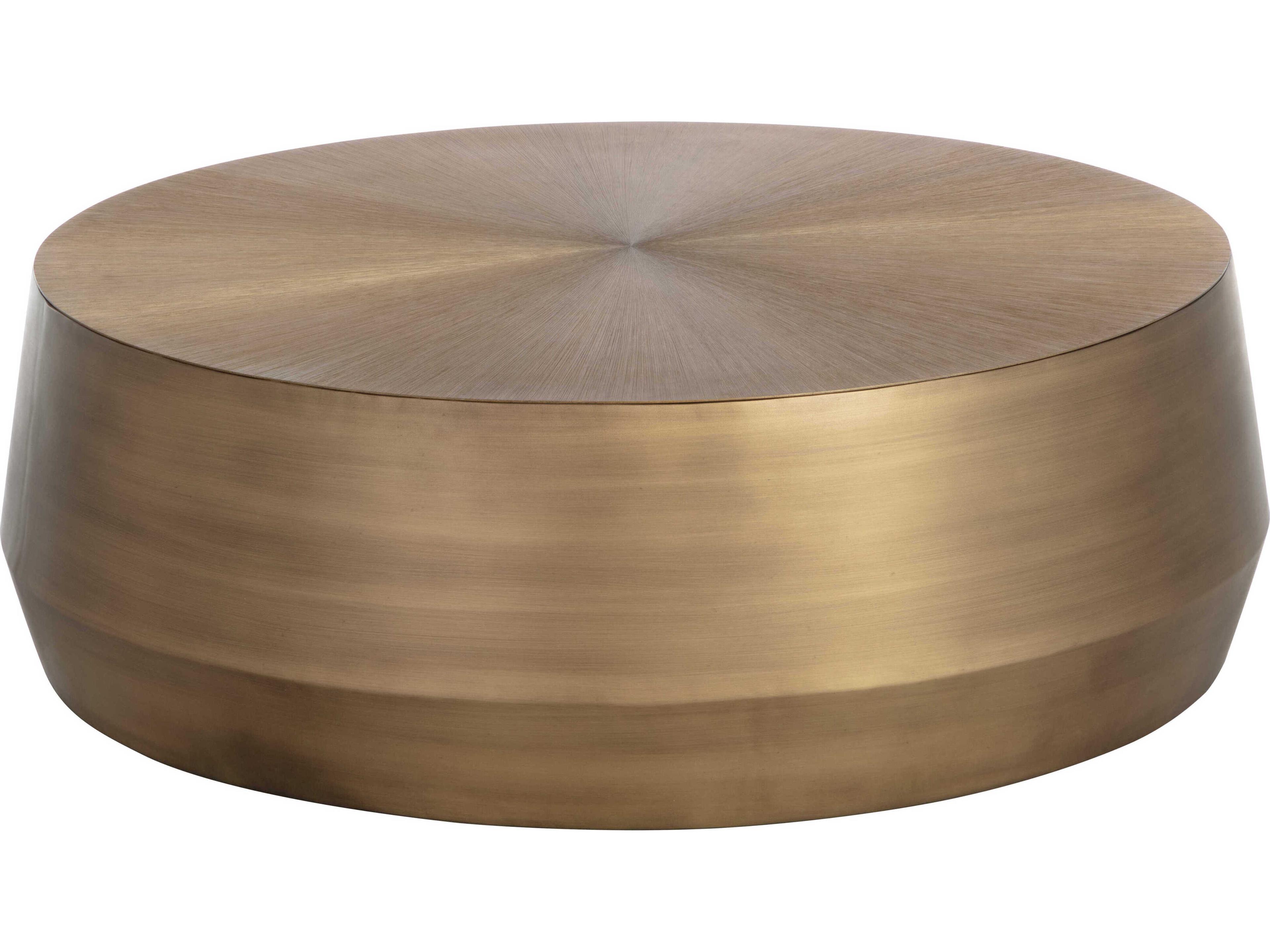 Sunpan Creed Round Metal Antique Gold Coffee Table