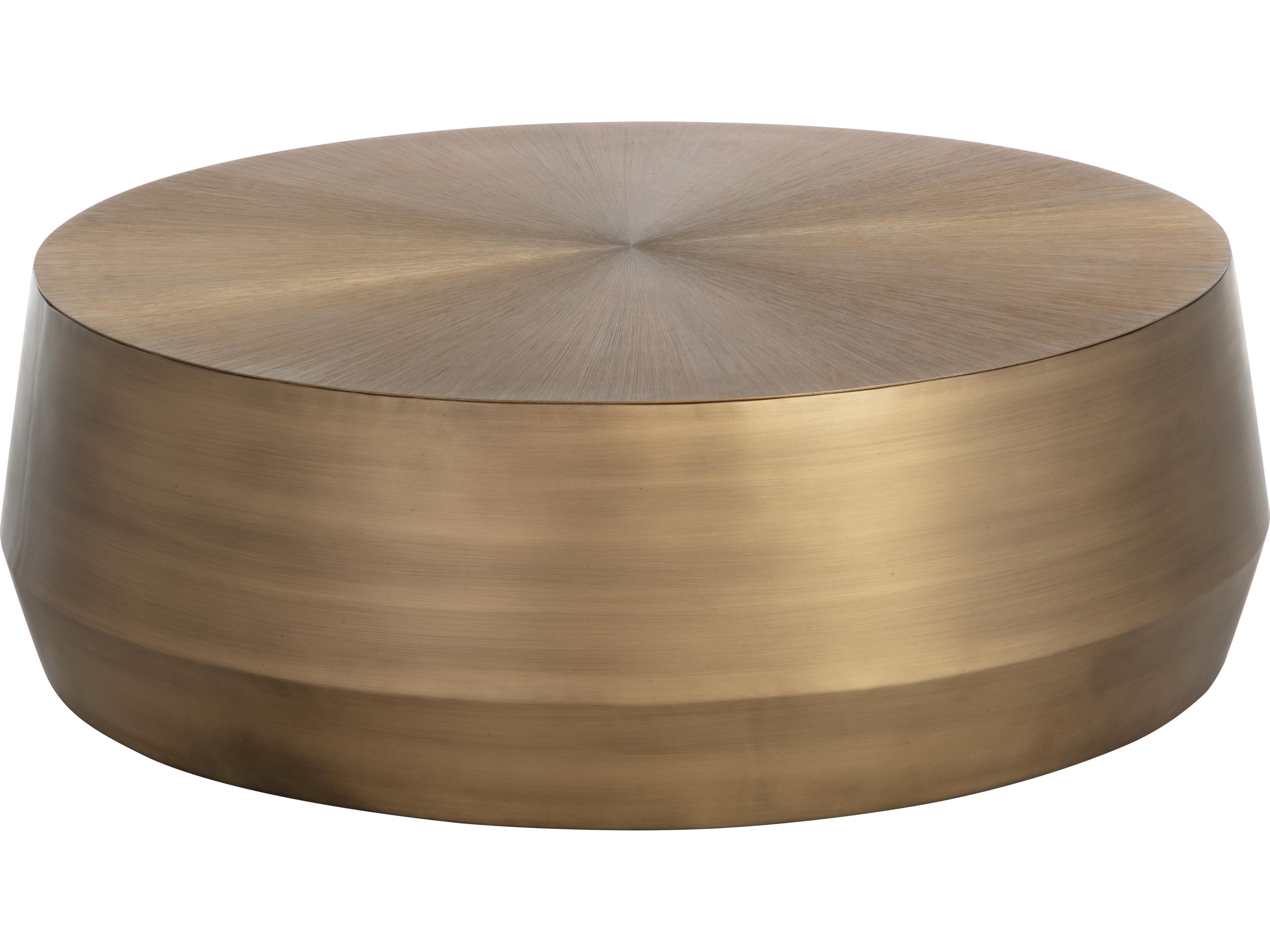 Sunpan Creed Round Metal Antique Gold Coffee Table