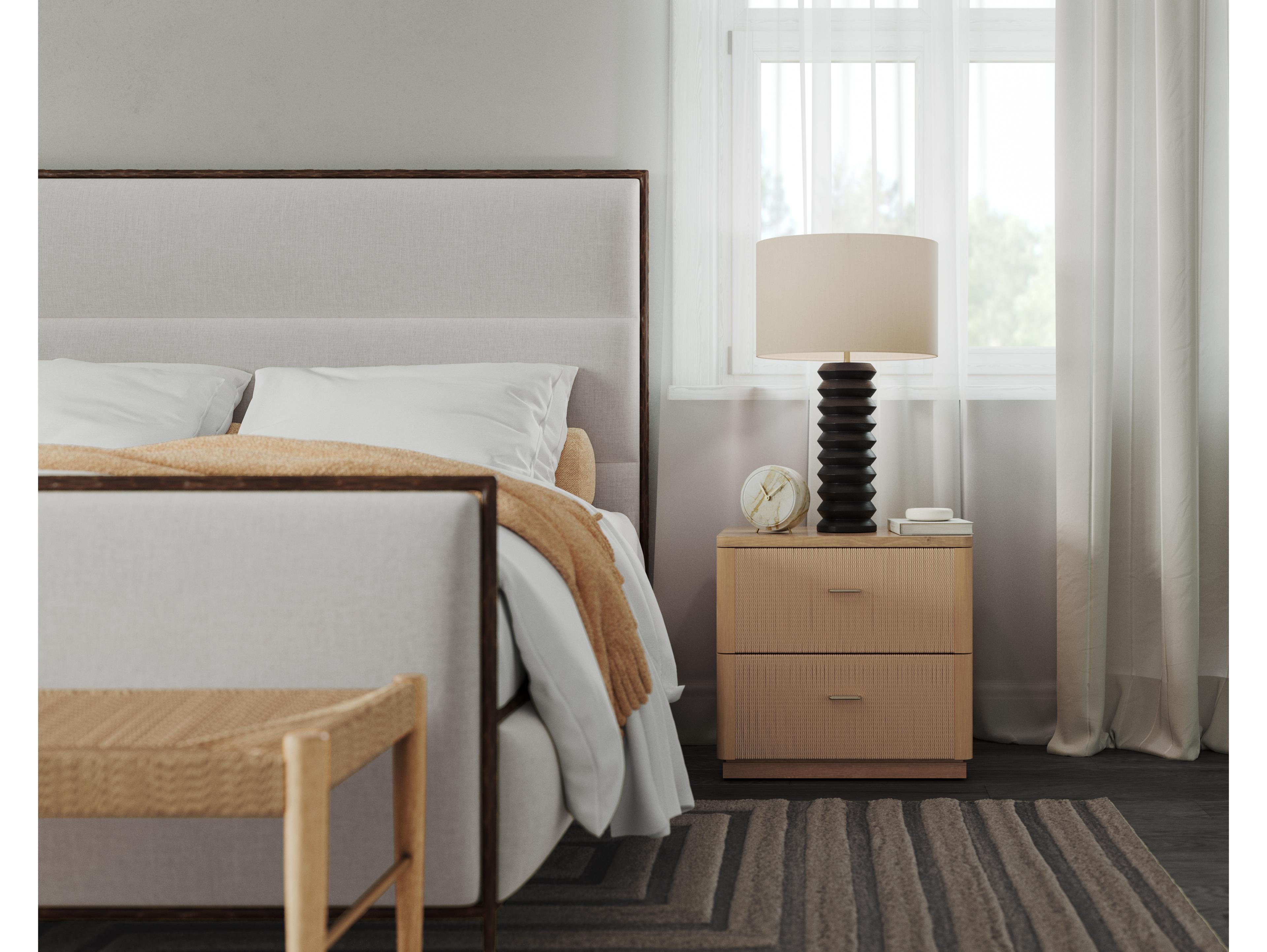 Sunpan Etienne 2-Drawers Oak Wood Nightstand