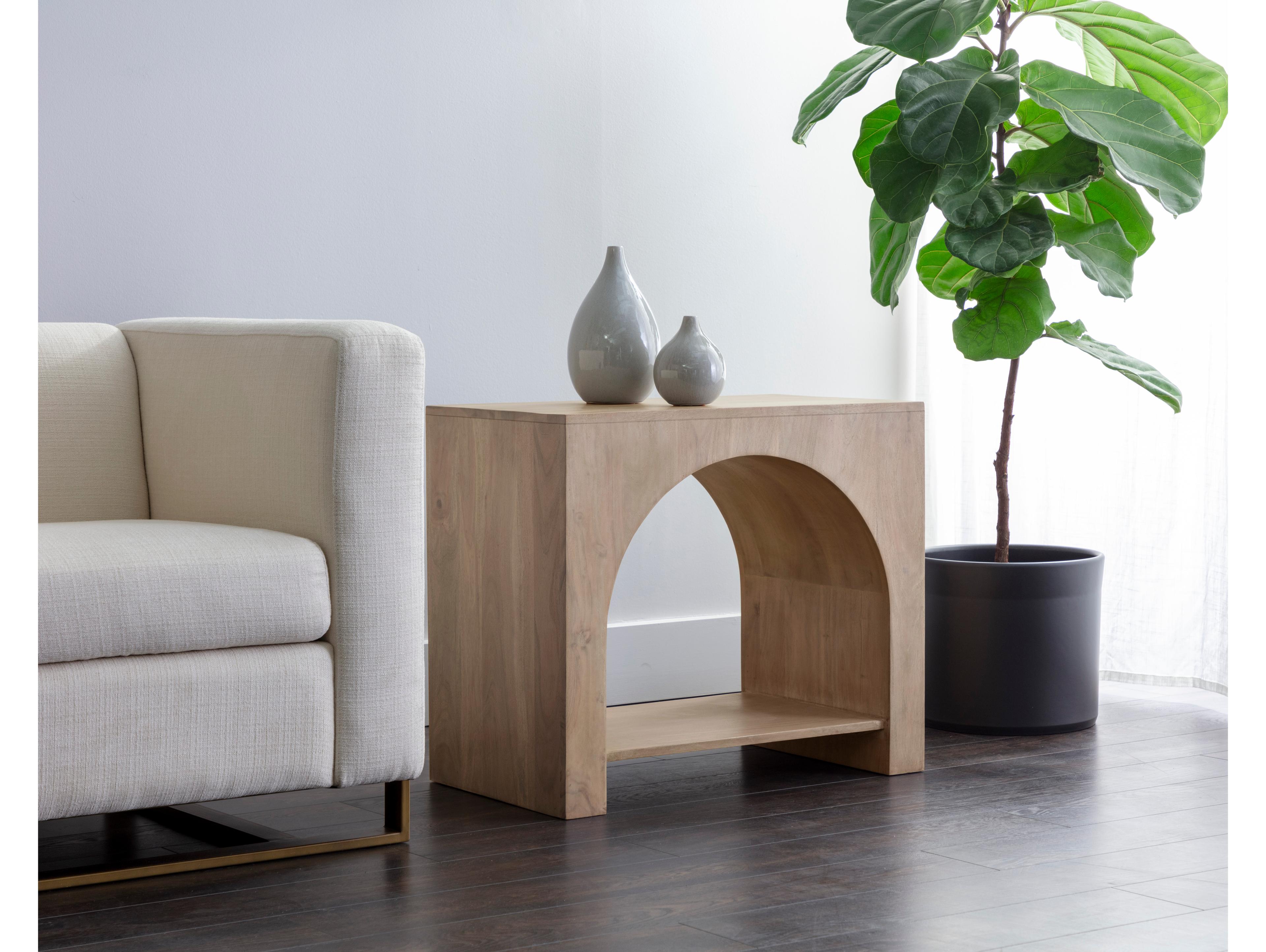 Sunpan Salma Rectangular Wood Light Wash End Table