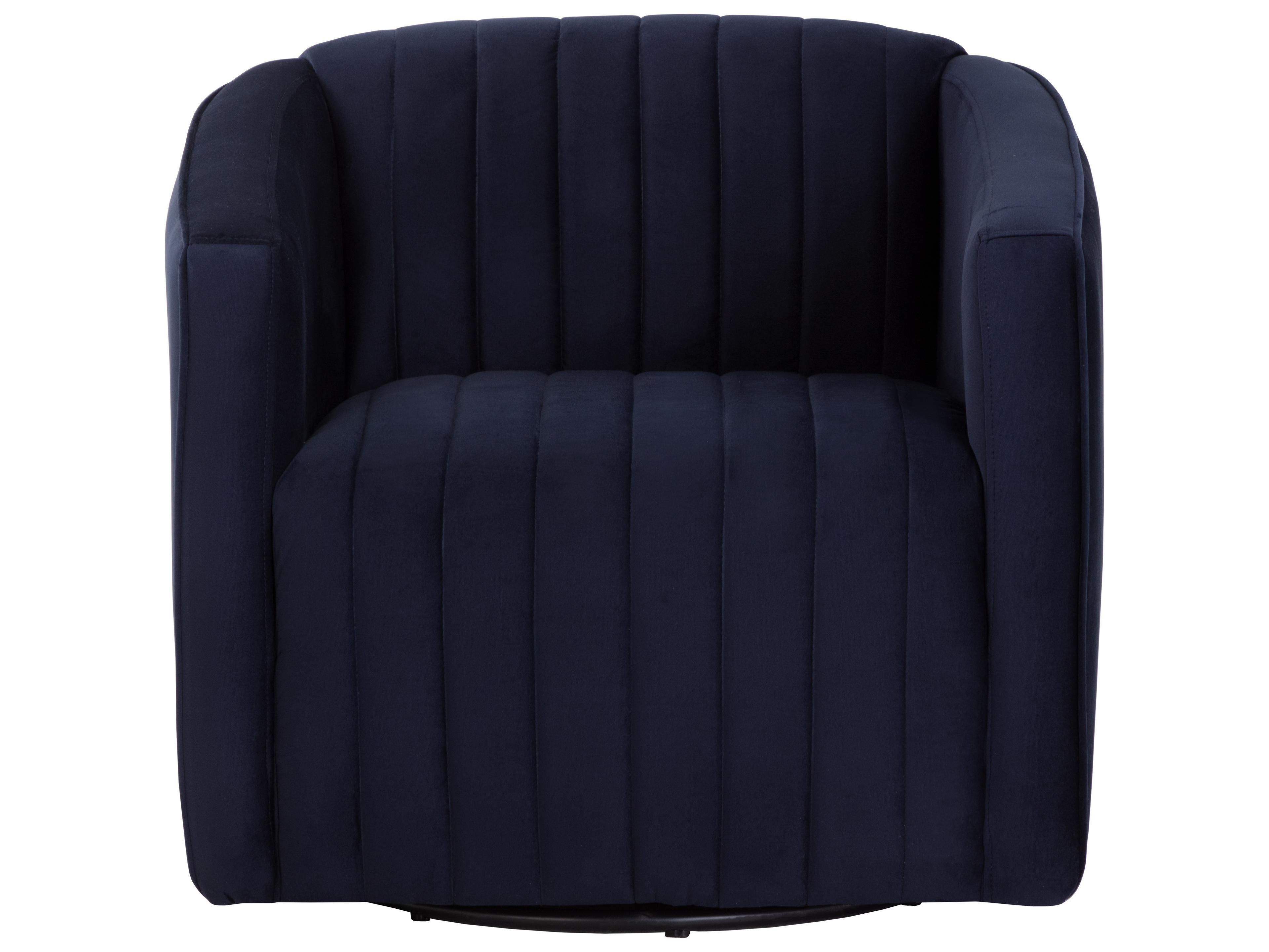 Sunpan Garrison Swivel Blue Fabric Accent Chair