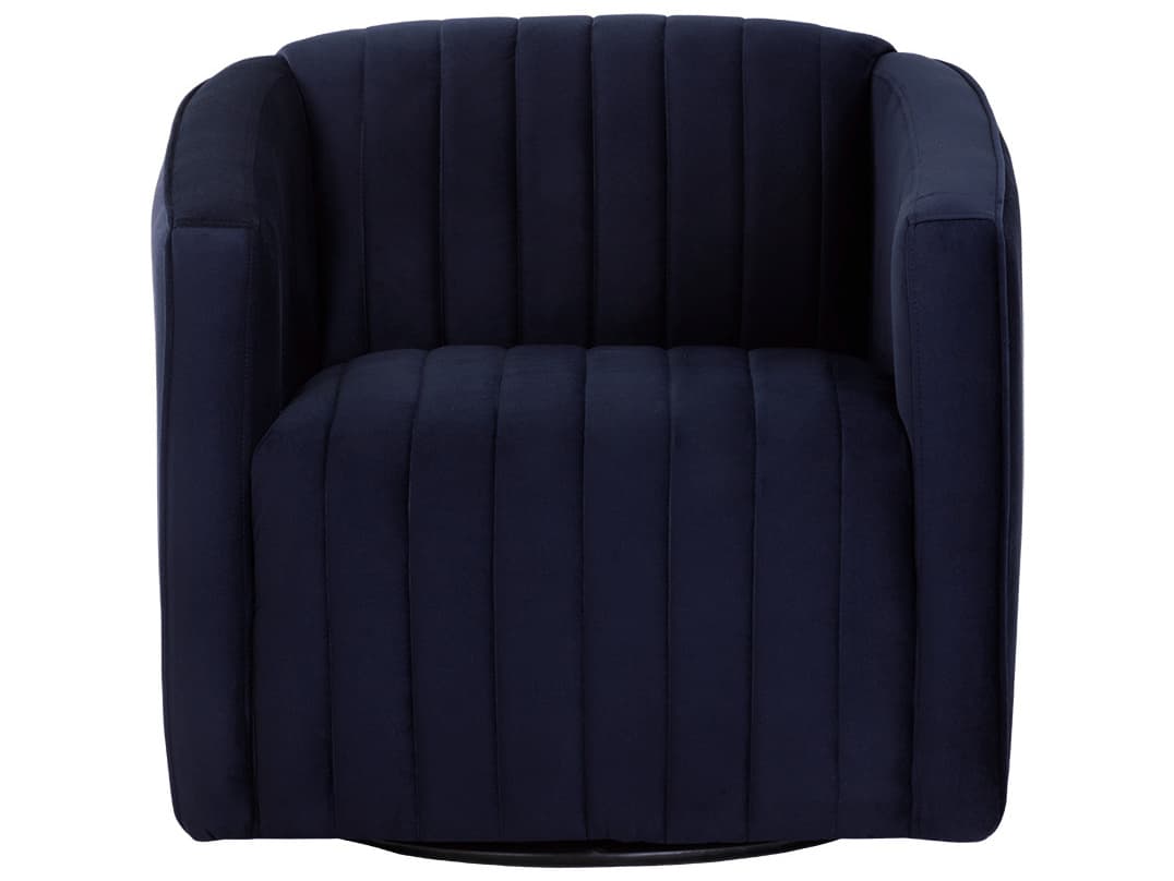 Sunpan Garrison Swivel Blue Fabric Accent Chair