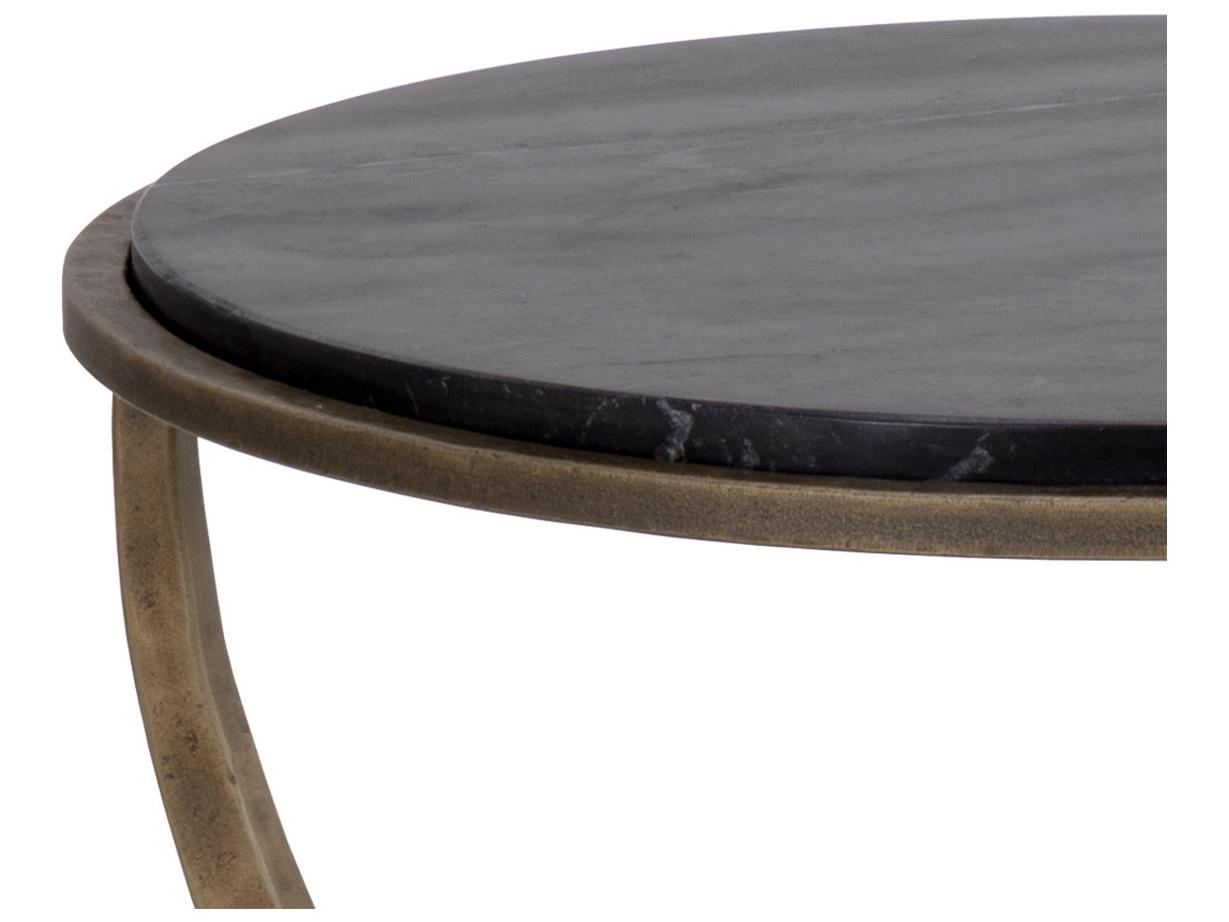 Sunpan Alicent Round Black Marble End Table