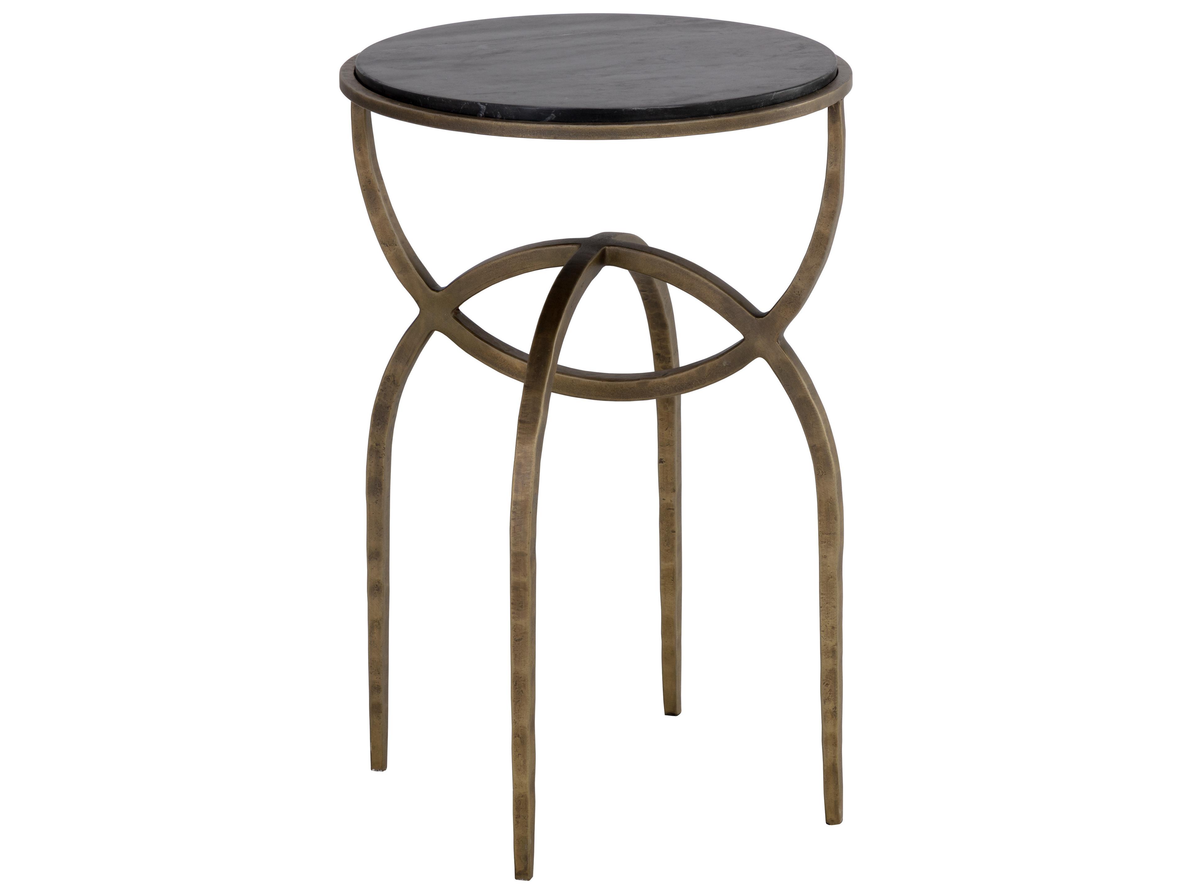 Sunpan Alicent Round Black Marble End Table