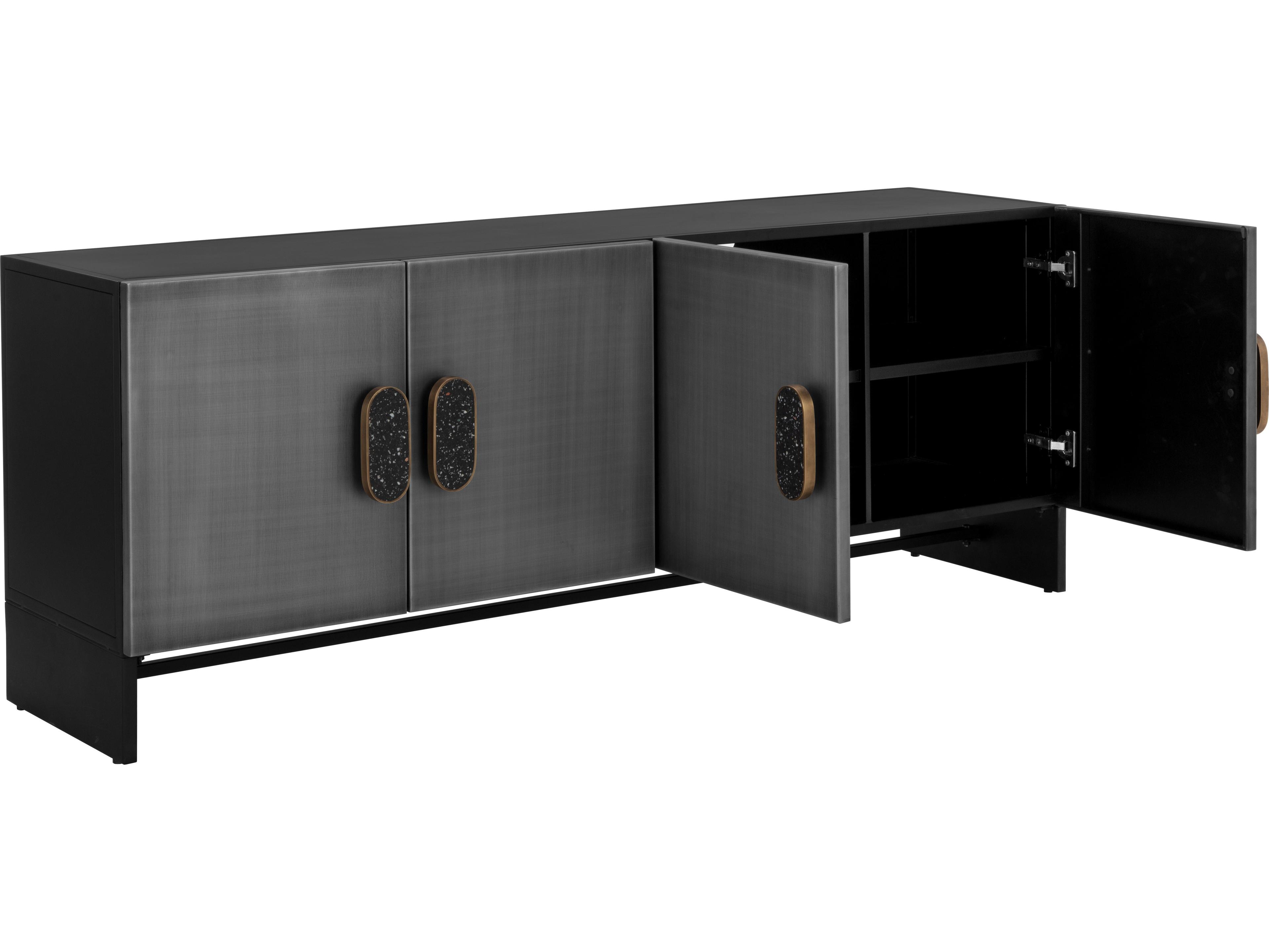 Sunpan Viserys 72" Antique Silver Black Sideboard