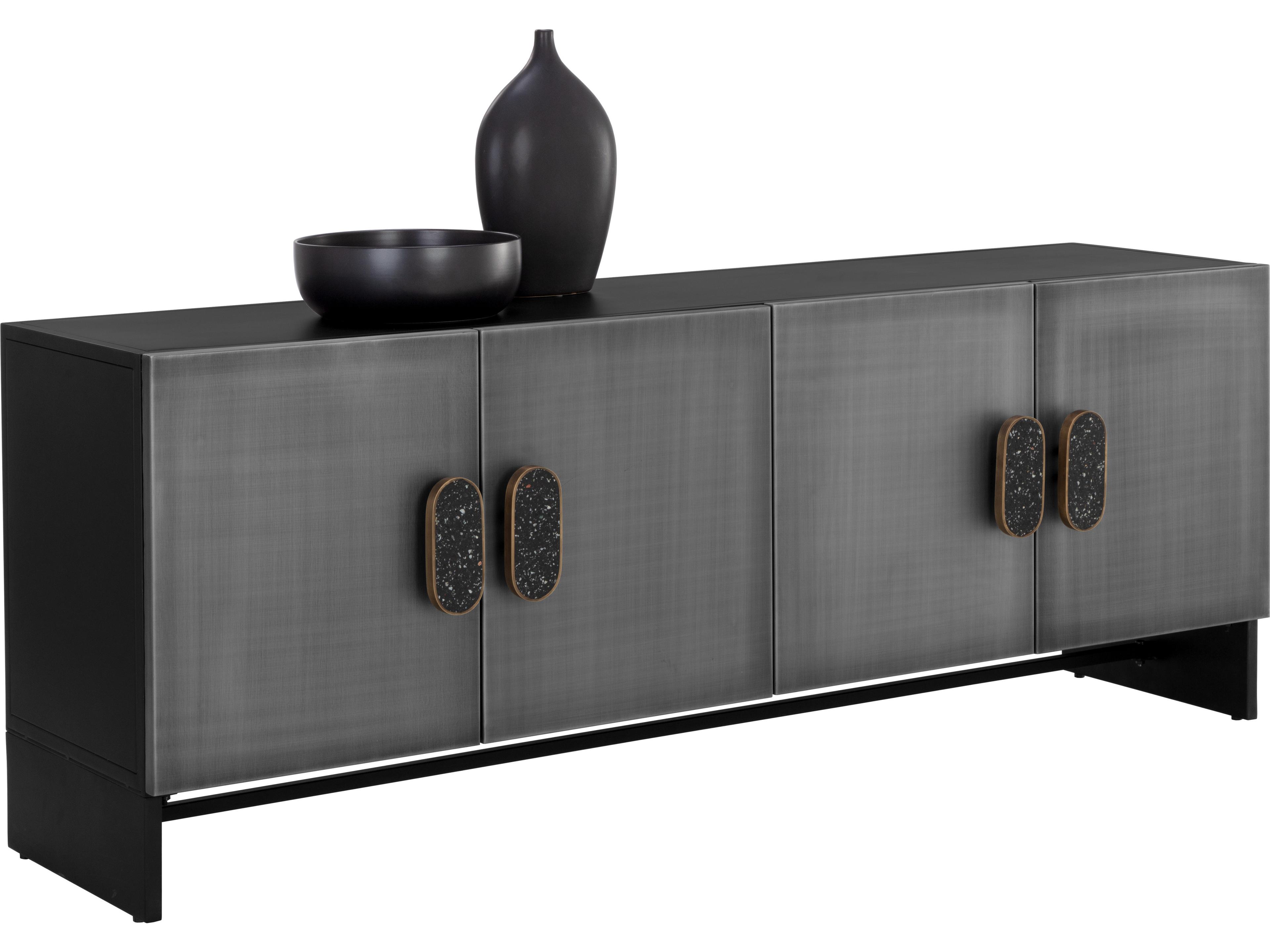 Sunpan Viserys 72" Antique Silver Black Sideboard