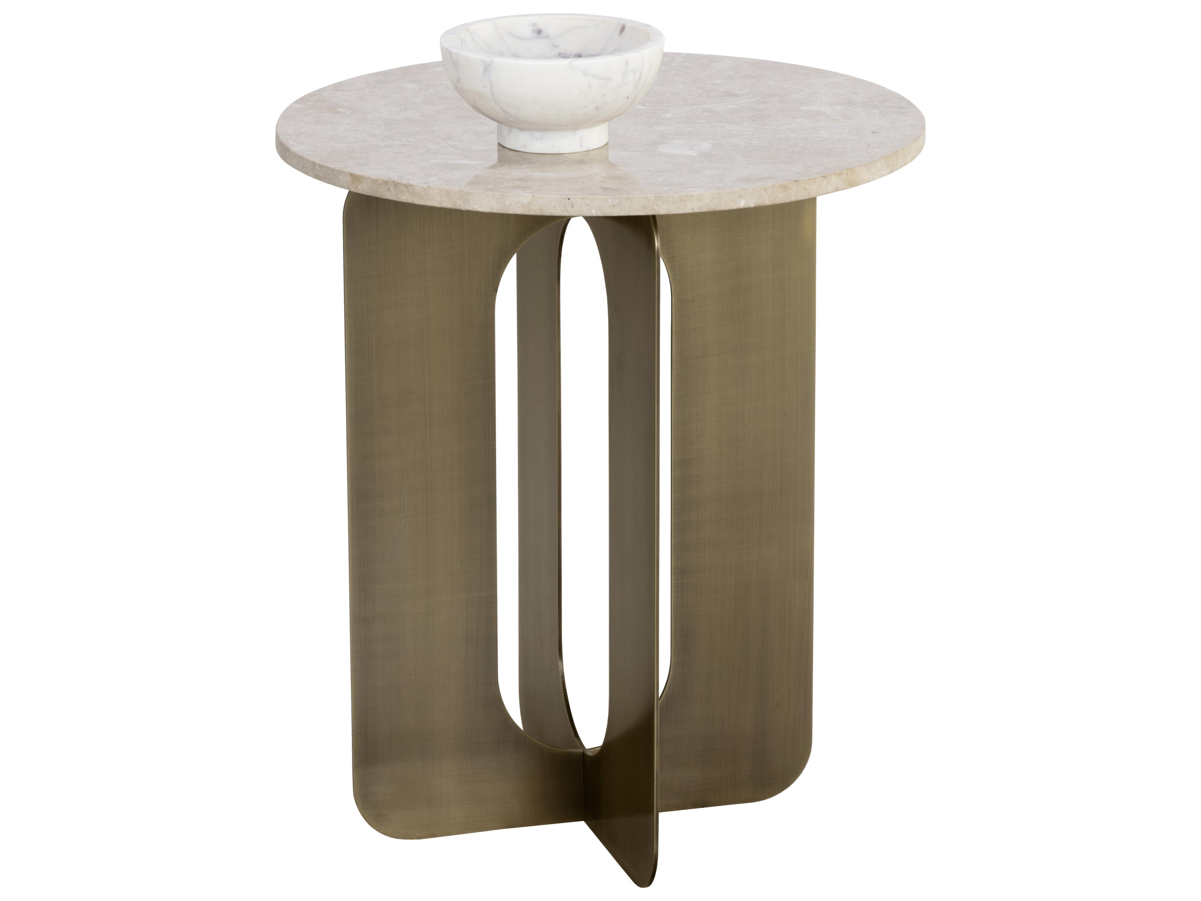 Sunpan Orlo Round Marble Grey End Table