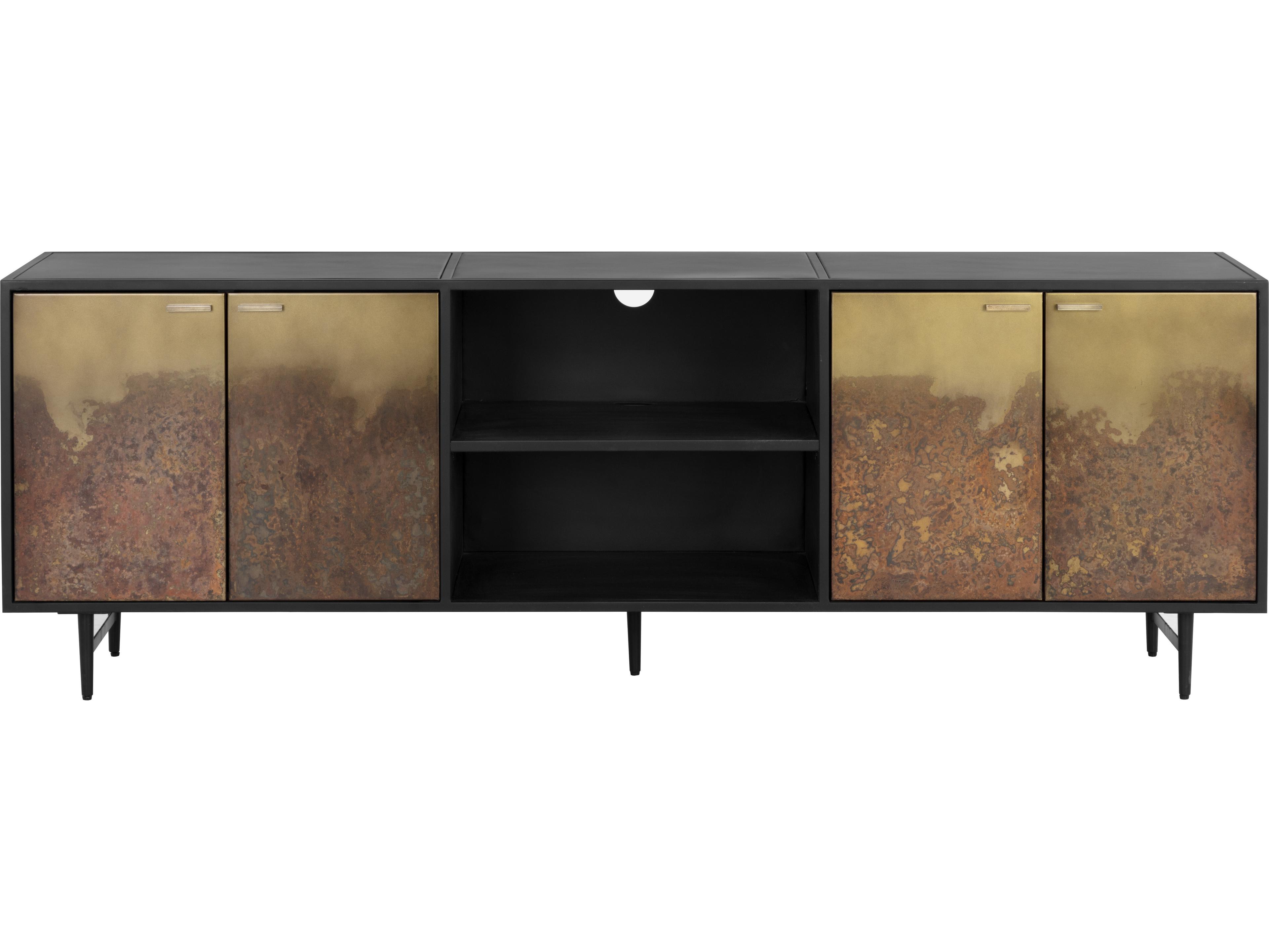 Sunpan Auburn 72" Antique Brass Black Media Console