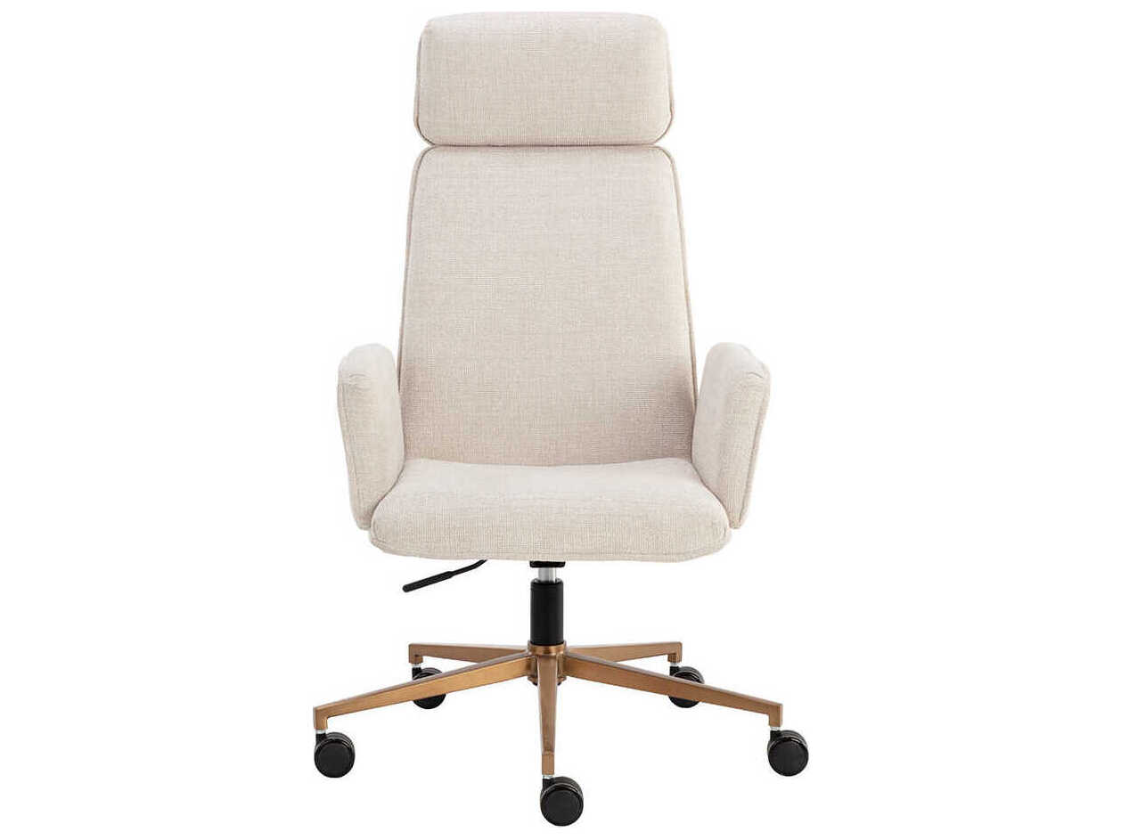 Sunpan Kalev Chacha Cream Upholstered Adjustable Computer Chair