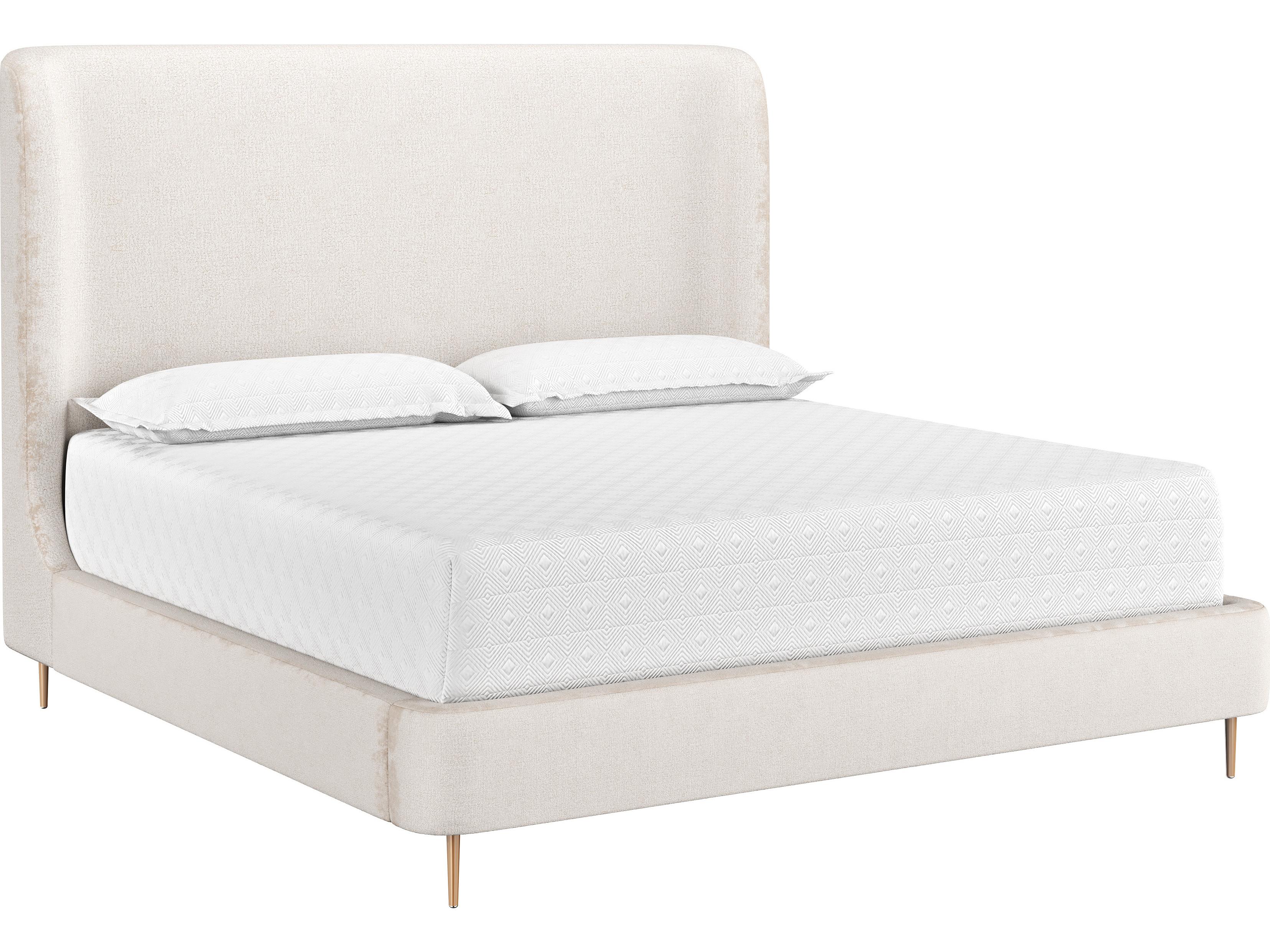 Sunpan Tierra Bergen Taupe White Upholstered King Platform Bed
