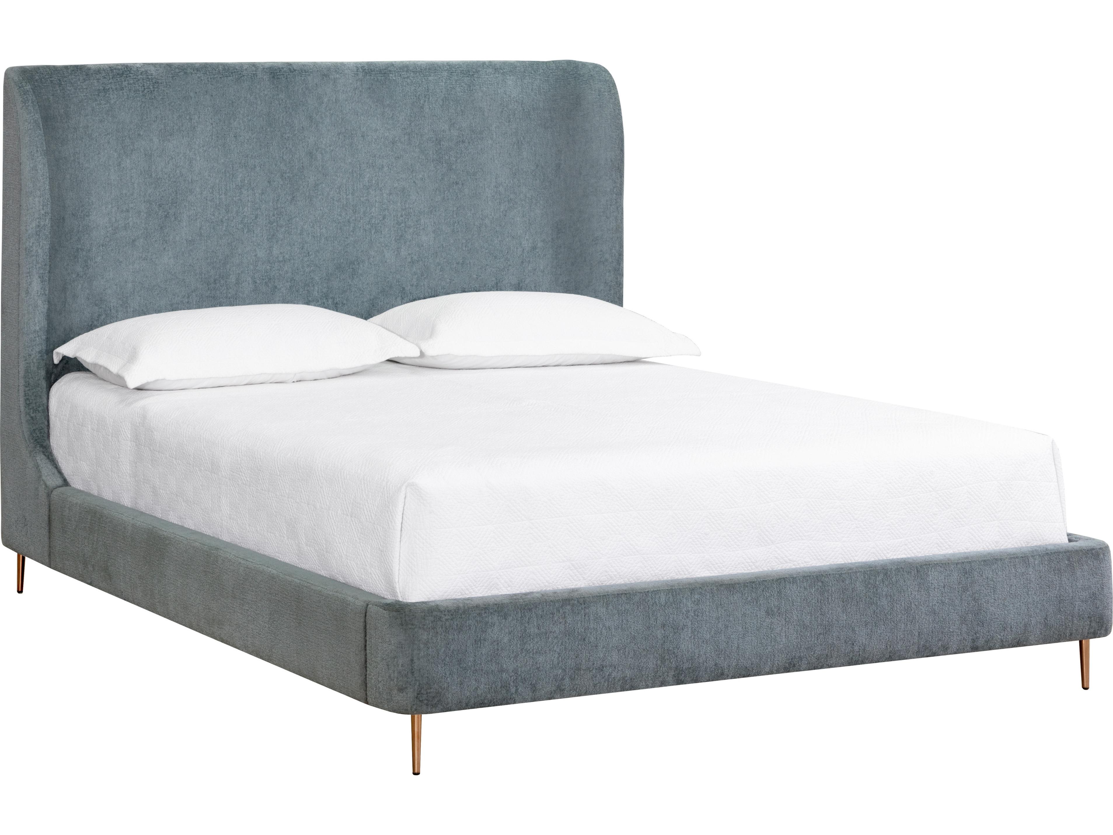Sunpan Tierra Bergen French Blue Upholstered Queen Platform Bed