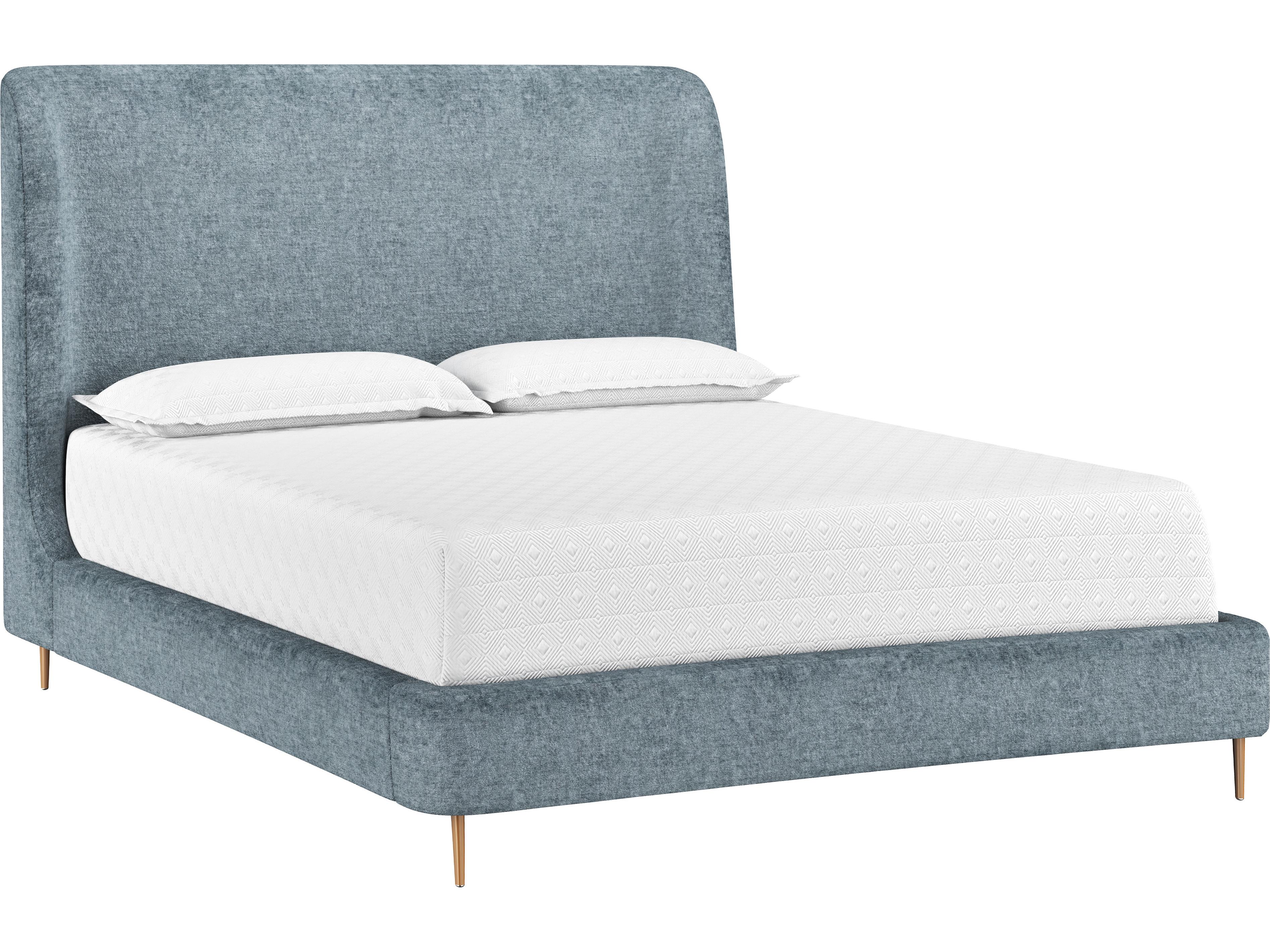Sunpan Tierra Bergen French Blue Upholstered Queen Platform Bed